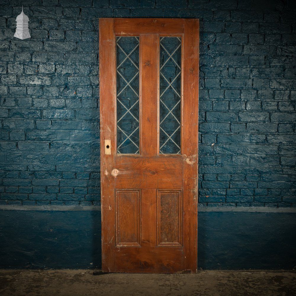 photo furniture Half Glazed Door – Diamond Pattern Leaded Glass, Moulded Panels