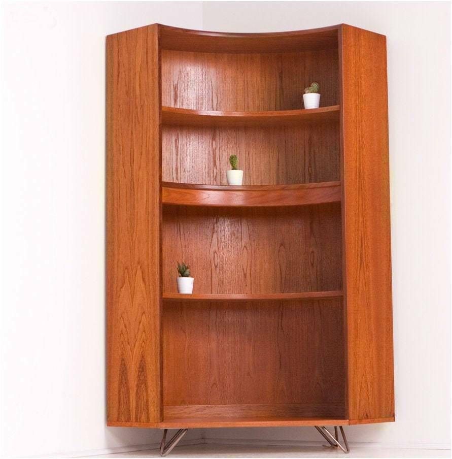 G Plan Mid Century Teak Corner Book Case Display Cabinet Shelves