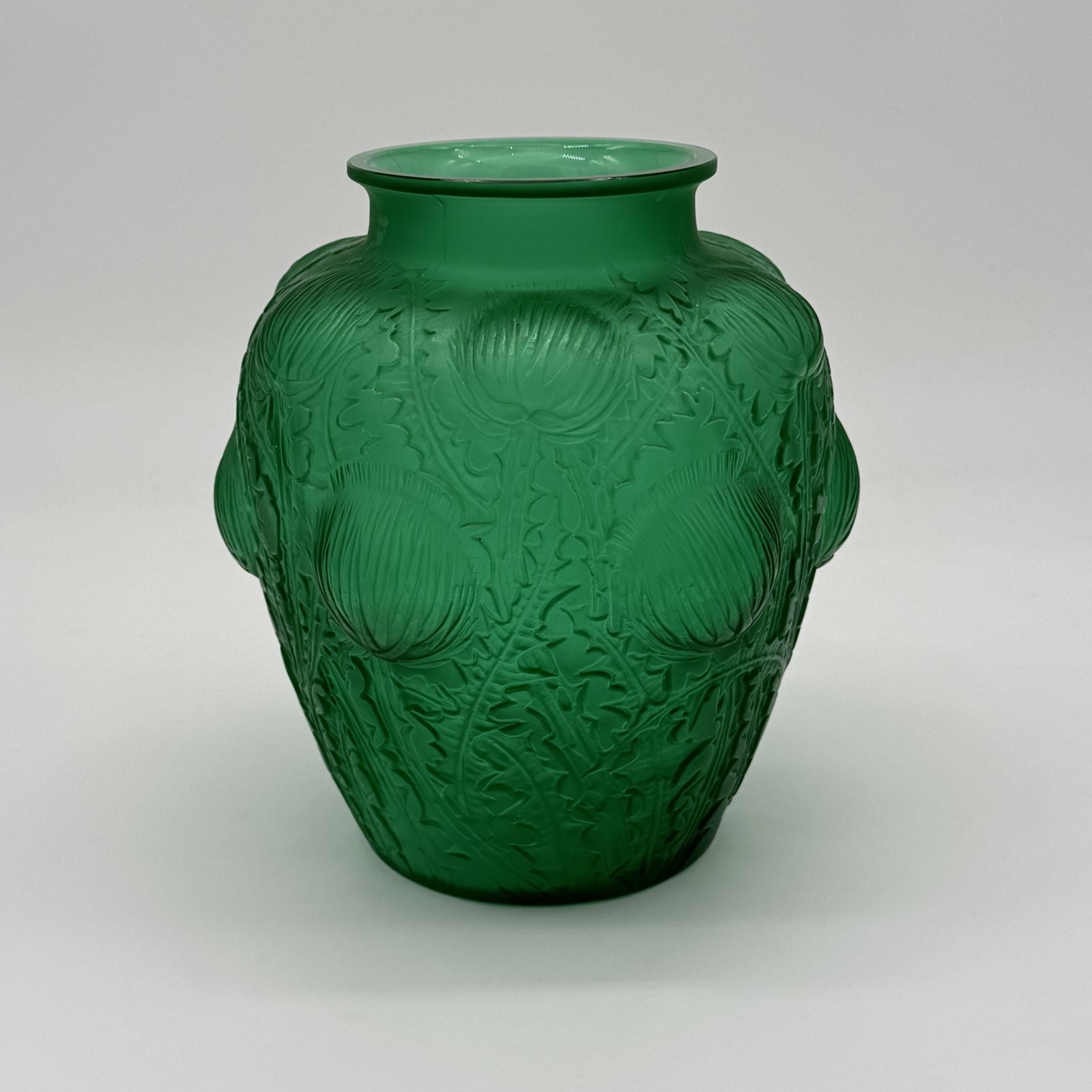à R.Lalique Green Glass Domrémy Vase photo 8000.0