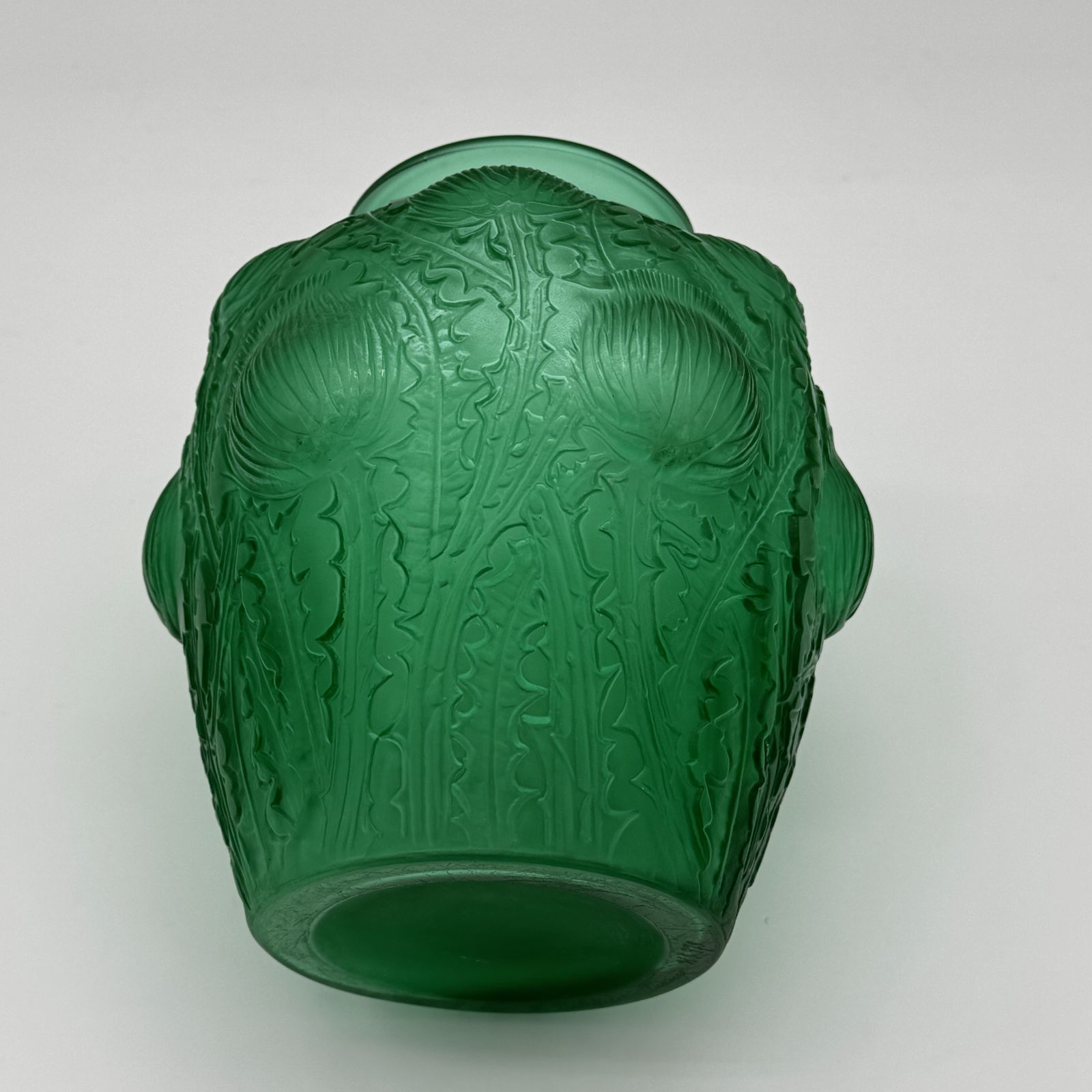 à R.Lalique Green Glass Domrémy Vase photo vintage
