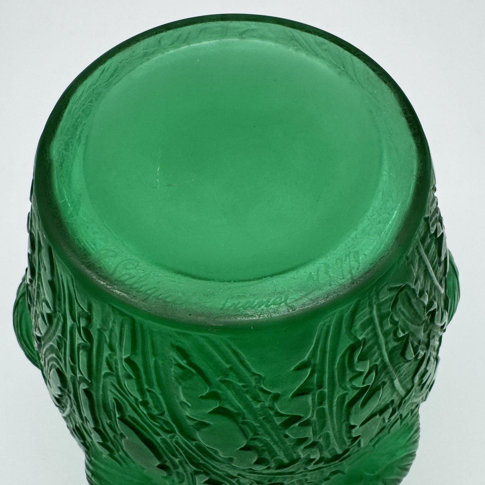 Home Decor à R.Lalique Green Glass Domrémy Vase photo