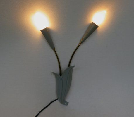 Floral Wall Lights In Brass & Aluminum, Ott Leuchten, 1950s, Set Of 2 photo 2702.15