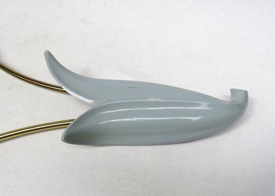 photo vinterior Floral Wall Lights In Brass & Aluminum, Ott Leuchten, 1950s, Set Of 2