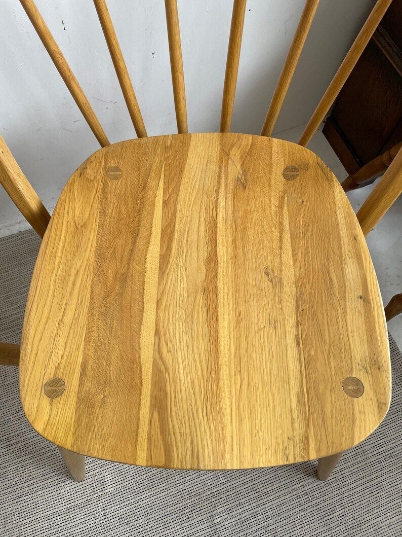Pair Of Hoop Back Lounge Dining Chairs With Large Stick Backs Ercol Style photo vinterior