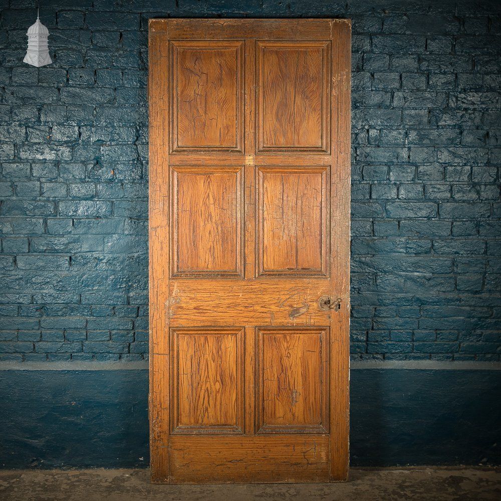 photo furniture Moulded 6 Panel Door – Distressed White Paint & Crackled Wood Grain