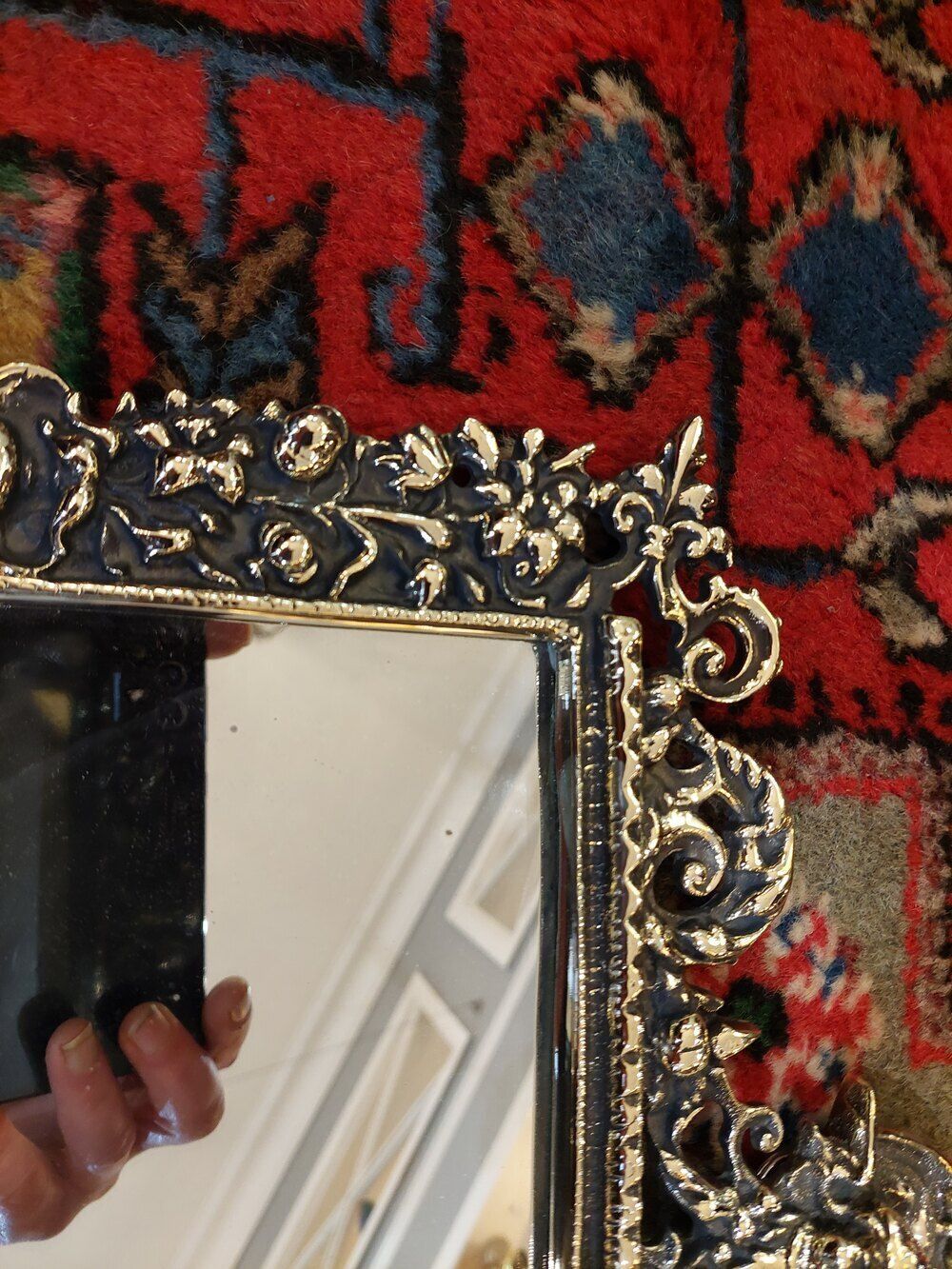 Late Victorian Cast Brass Wall Mirror photo 450.0