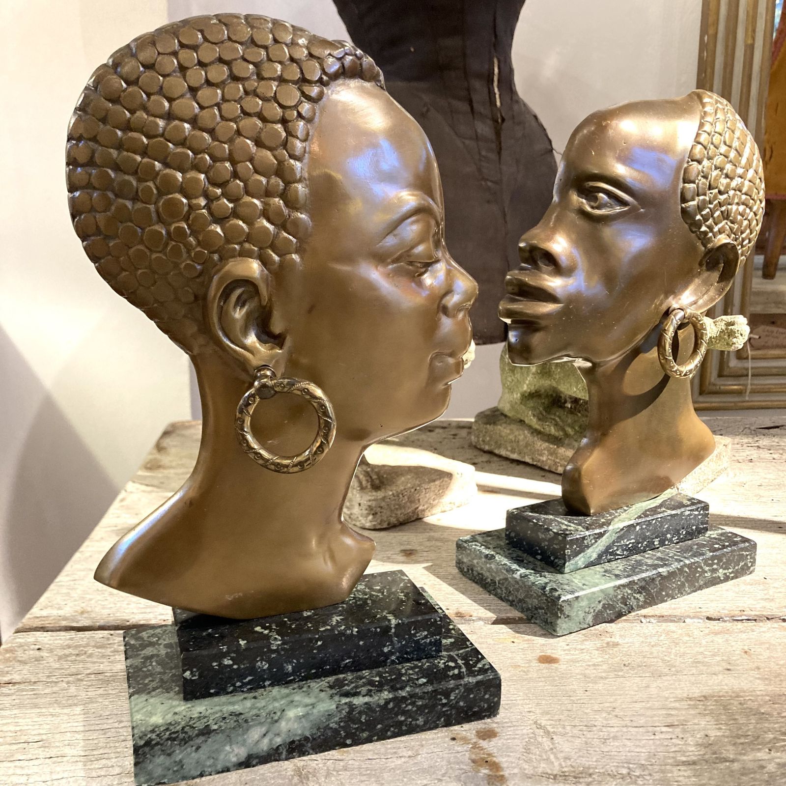 Bronze Female Heads, 1930s, Vintage photo for sale