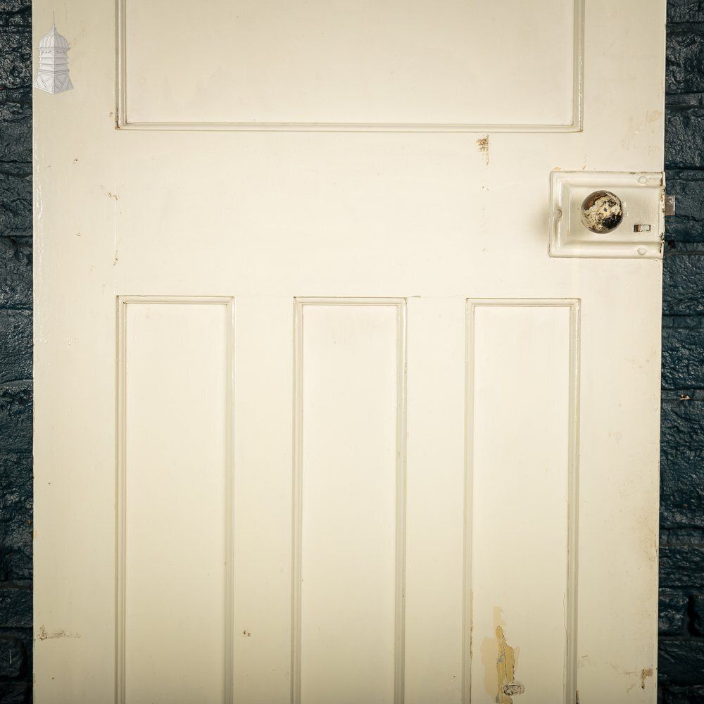 1930s Panelled Door, 4 Panels   Faux Woodgrain And White Painted Finish photo for sale