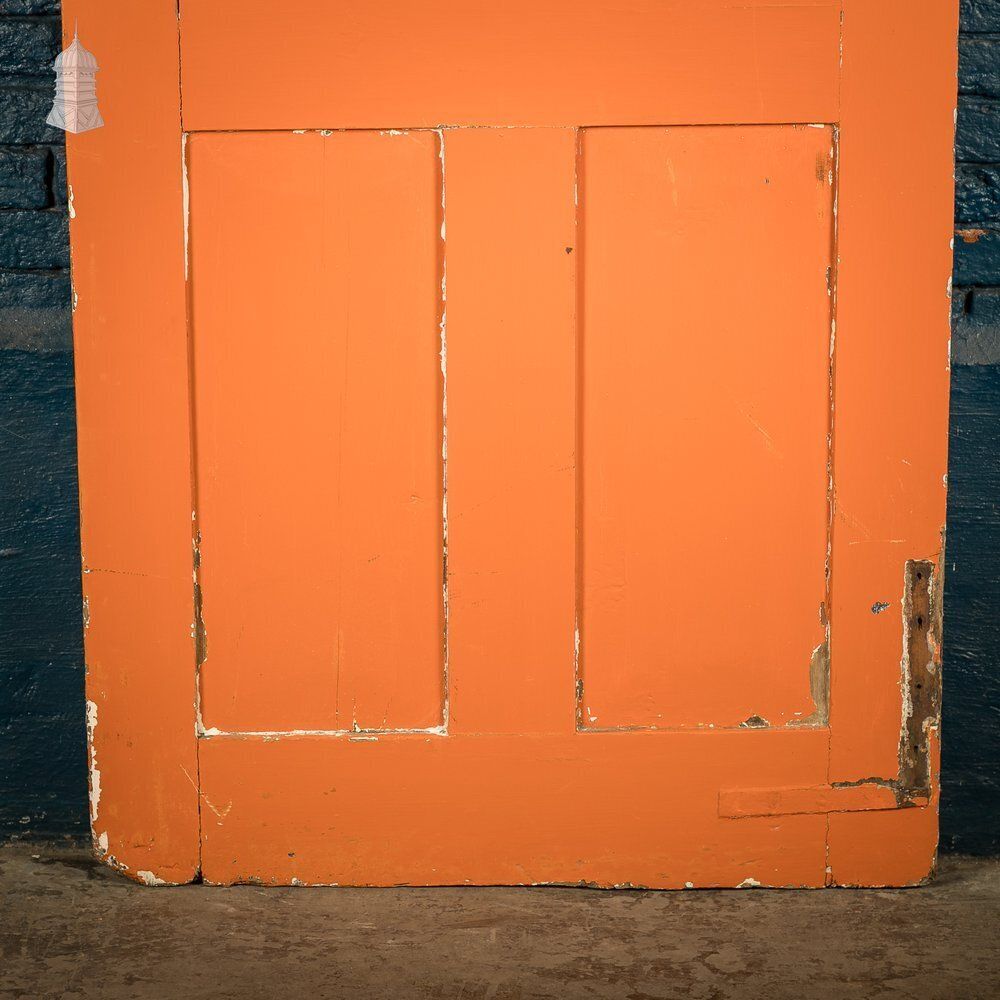 Reclaimed 4 Panel Door – Distressed Orange & Black Paint, Suffolk Latch photo Home Fixtures