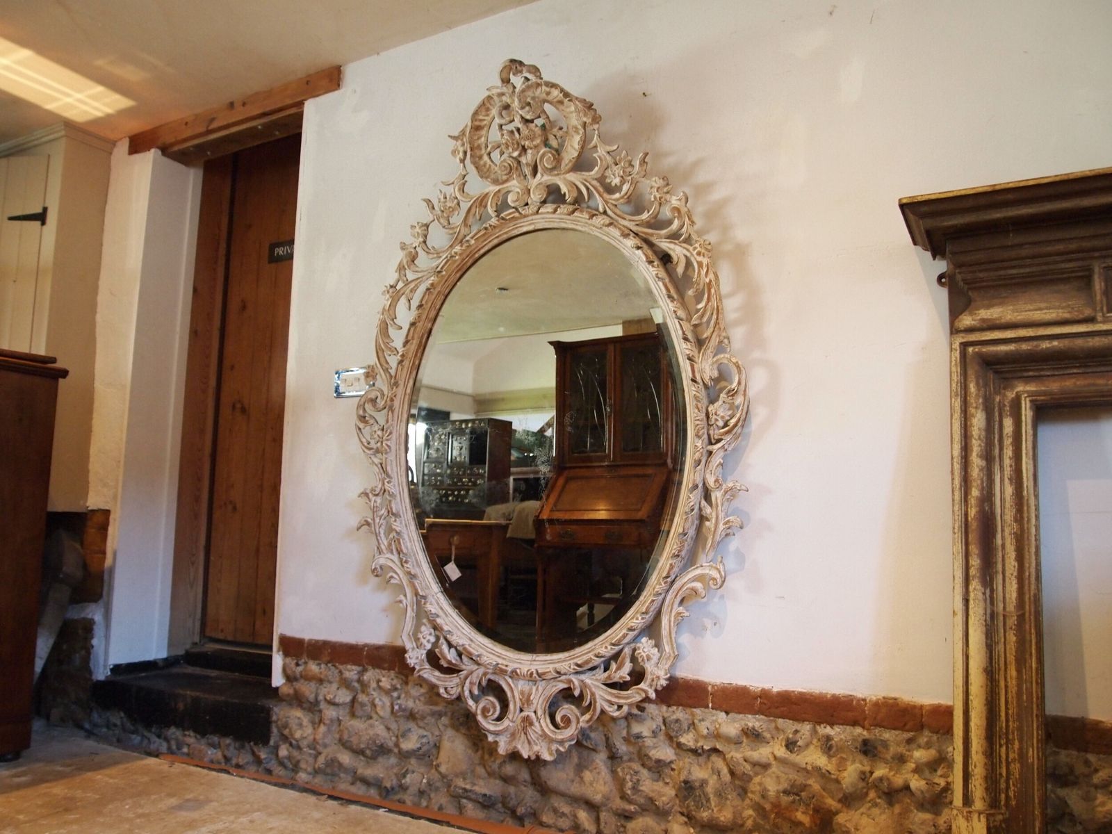 Mirror Large Outstanding Italian Carved 18th Century Original Plate C1780