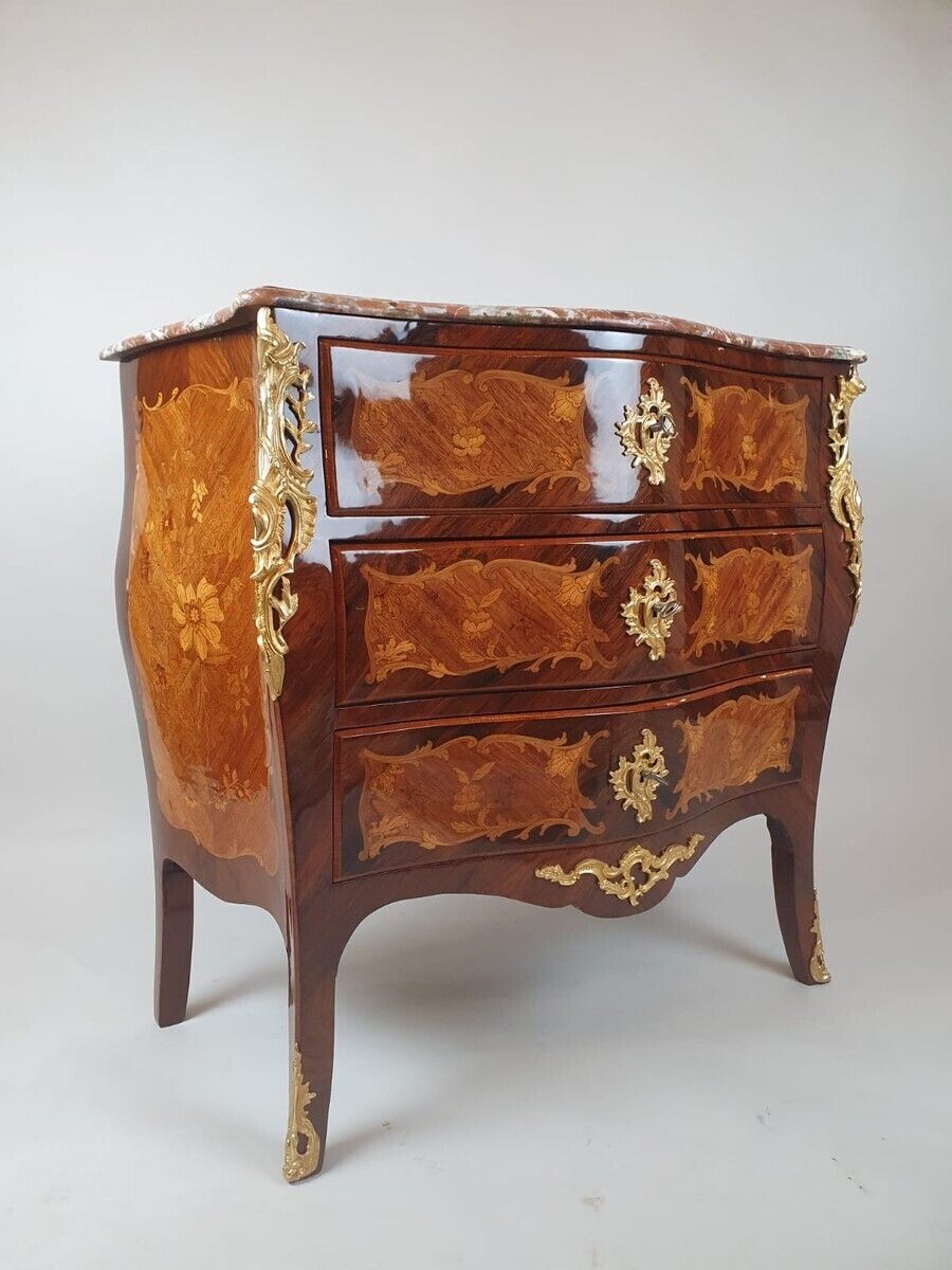 Louis XV Style Chest Of Drawers Inlaid With Rosewood And Fruitwood photo 3500.0
