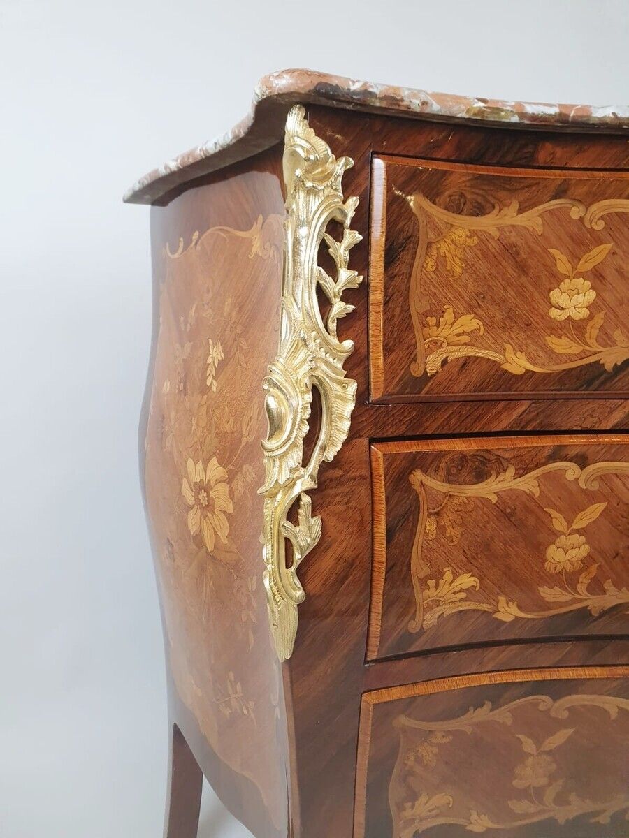 Louis XV Style Chest Of Drawers Inlaid With Rosewood And Fruitwood photo buy