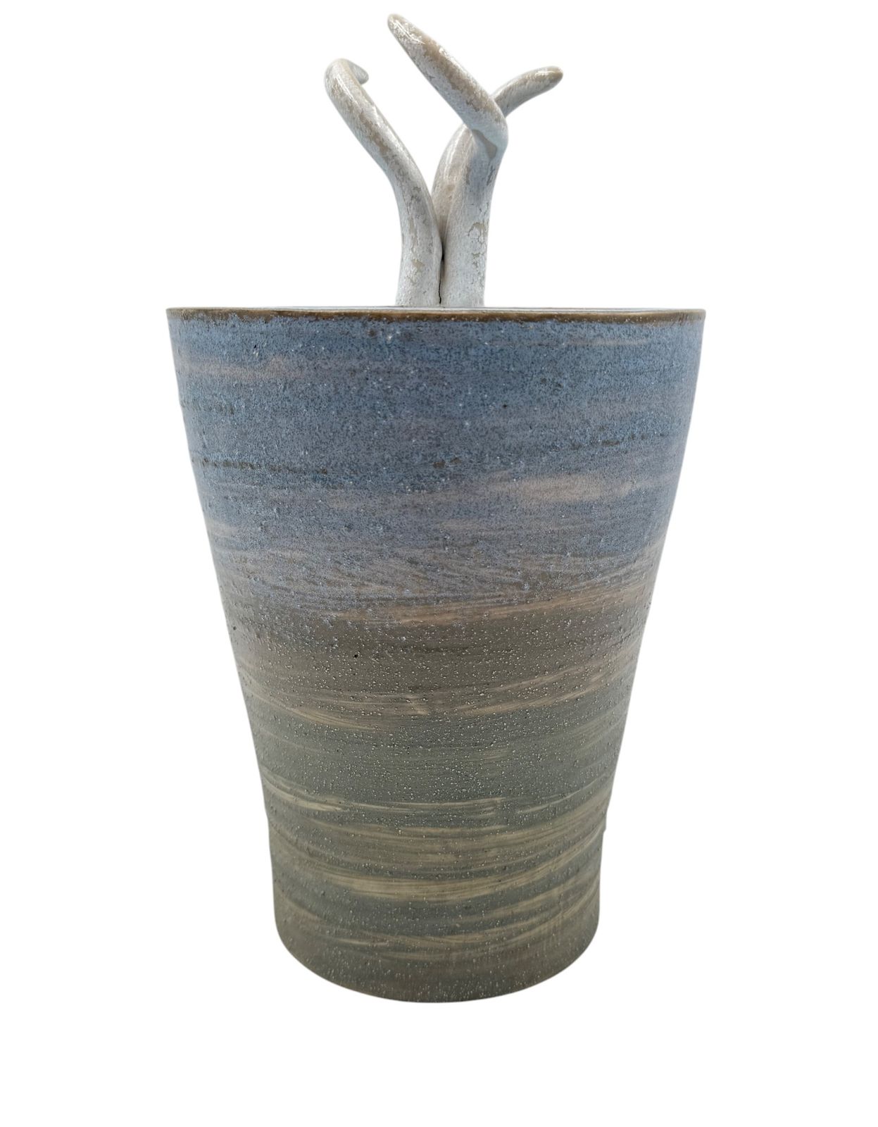 220.0 Mid Century Modern Style Blue Artistic Ceramic Vase, Gabriele Bucci Italy Ca. 2000s photo