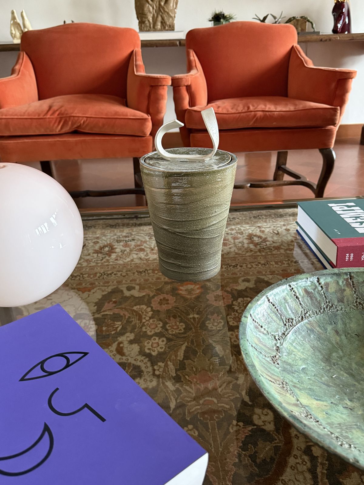 Mid Century Modern Style Dark Green Artistic Ceramic Vase, Gabriele Bucci Italy Ca. 2000s photo vinterior