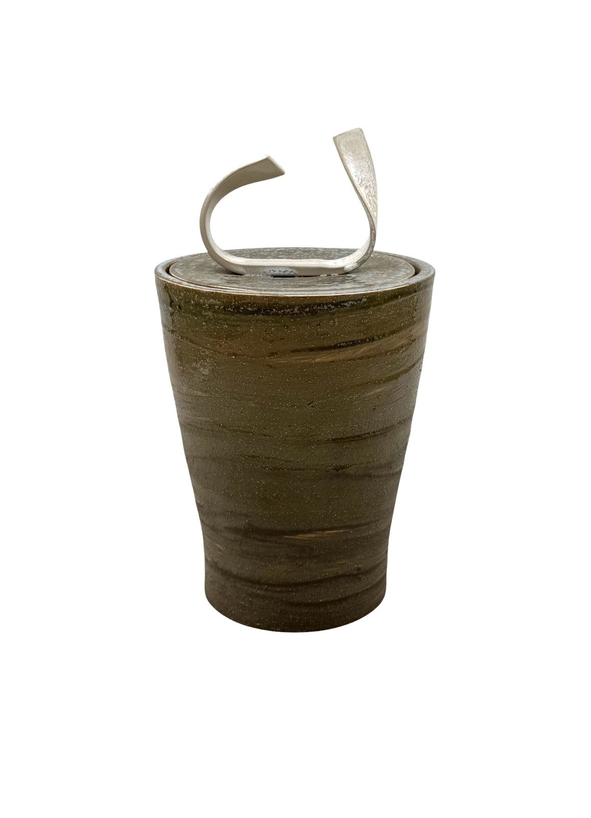 Mid Century Modern Style Dark Green Artistic Ceramic Vase, Gabriele Bucci Italy Ca. 2000s