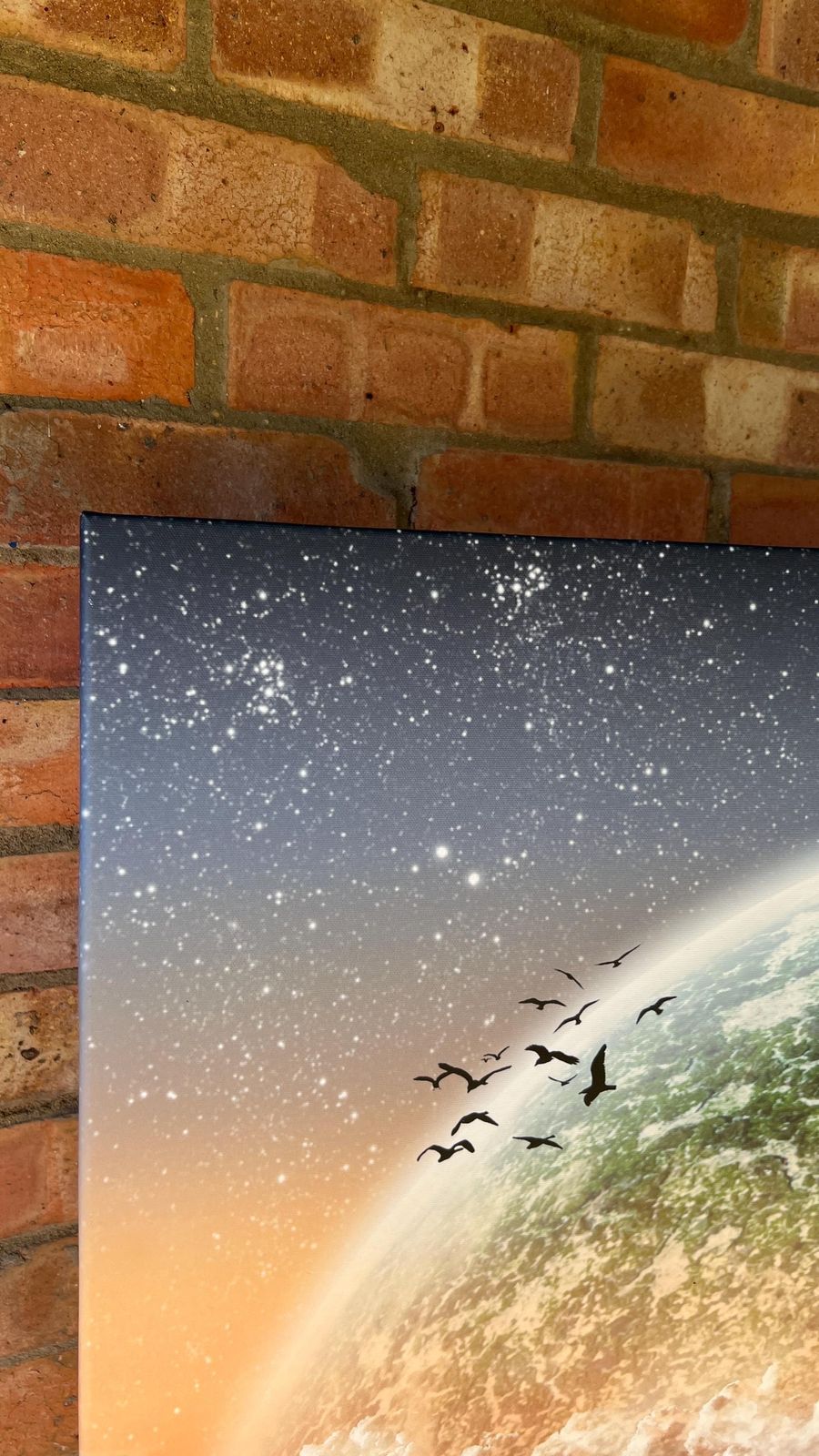 Large Modern Sci Fi Digital Art Print On Stretched Canvas – Surreal Seascape With Planets photo vintage