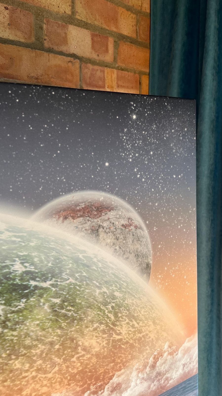photo furniture Large Modern Sci Fi Digital Art Print On Stretched Canvas – Surreal Seascape With Planets