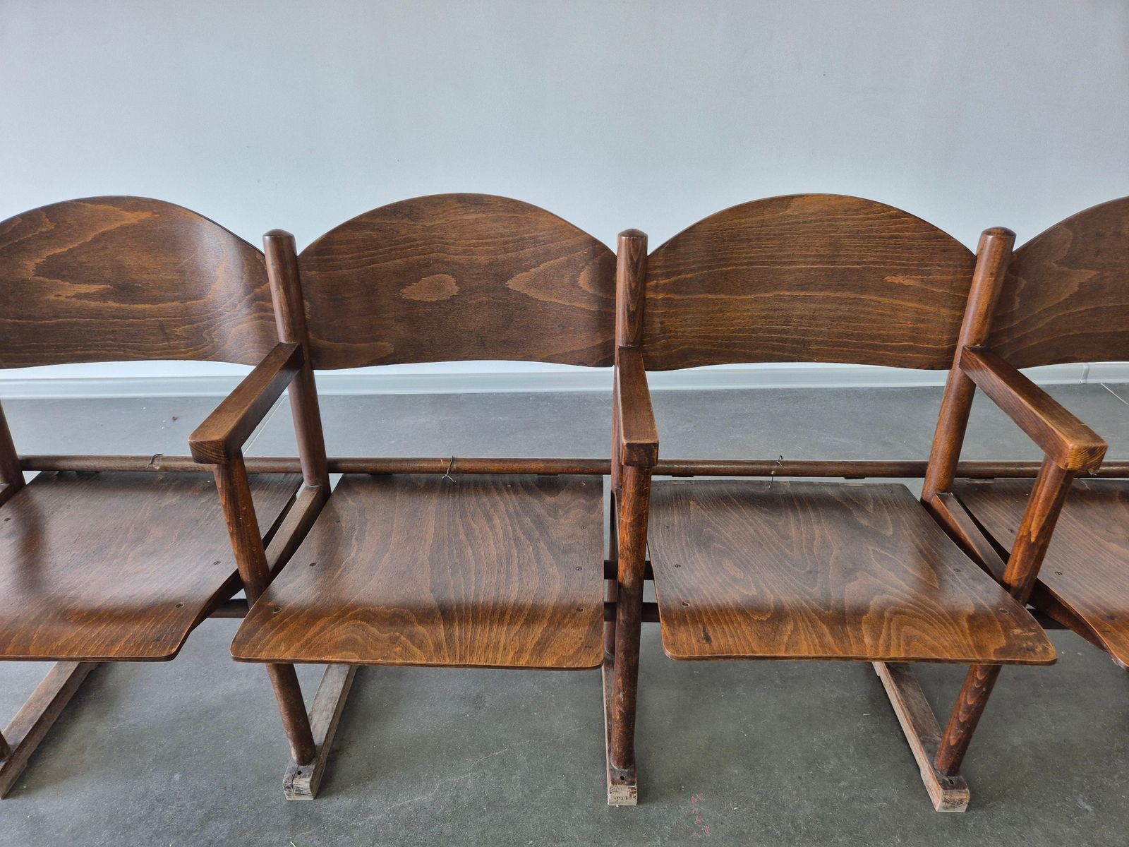 Wooden Vintage Cinema Bench 1950s photo vintage