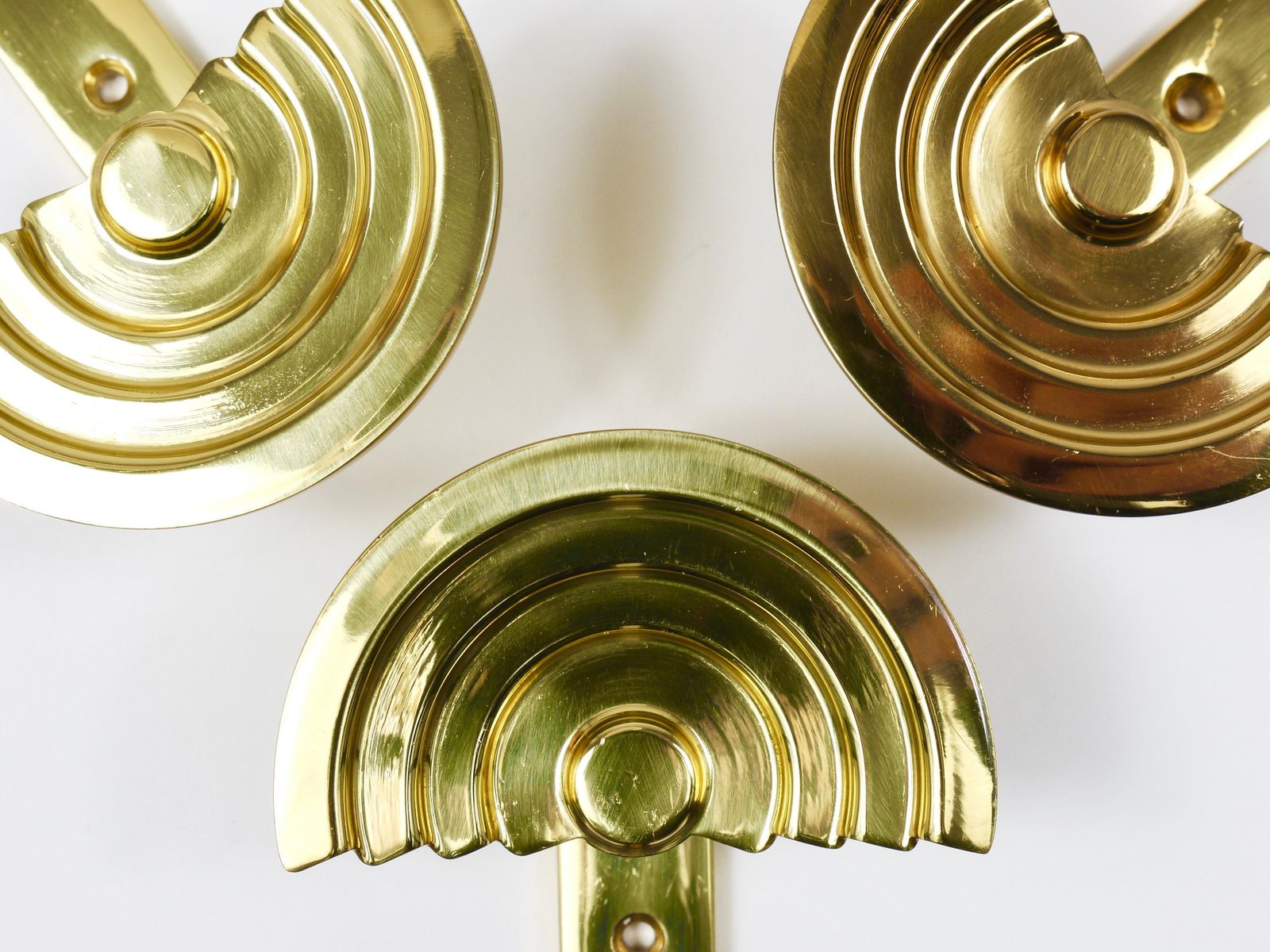 13x Ettore Sottsass Postmodern Brass Wall Coat Hooks, 1985, Valli & Valli Italy photo Furniture