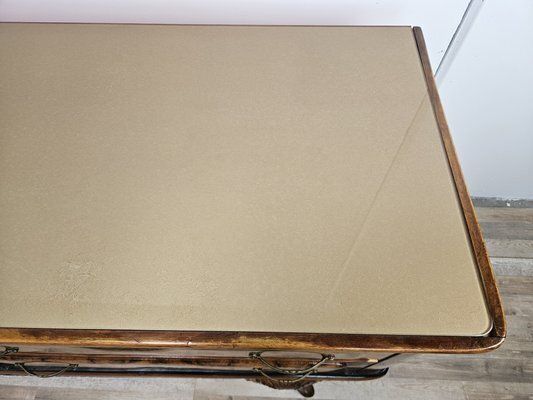 Furniture Mid Century Walnut Chest Of Drawers With Glass Top, 1950 photo