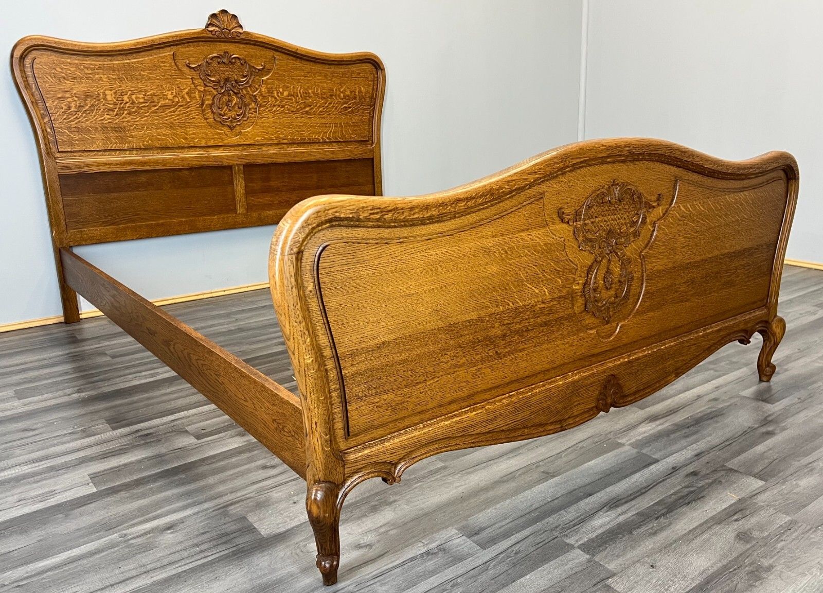 Double Bed Antique French Louis XV Carved Vintage – Lot 3667 photo vintage