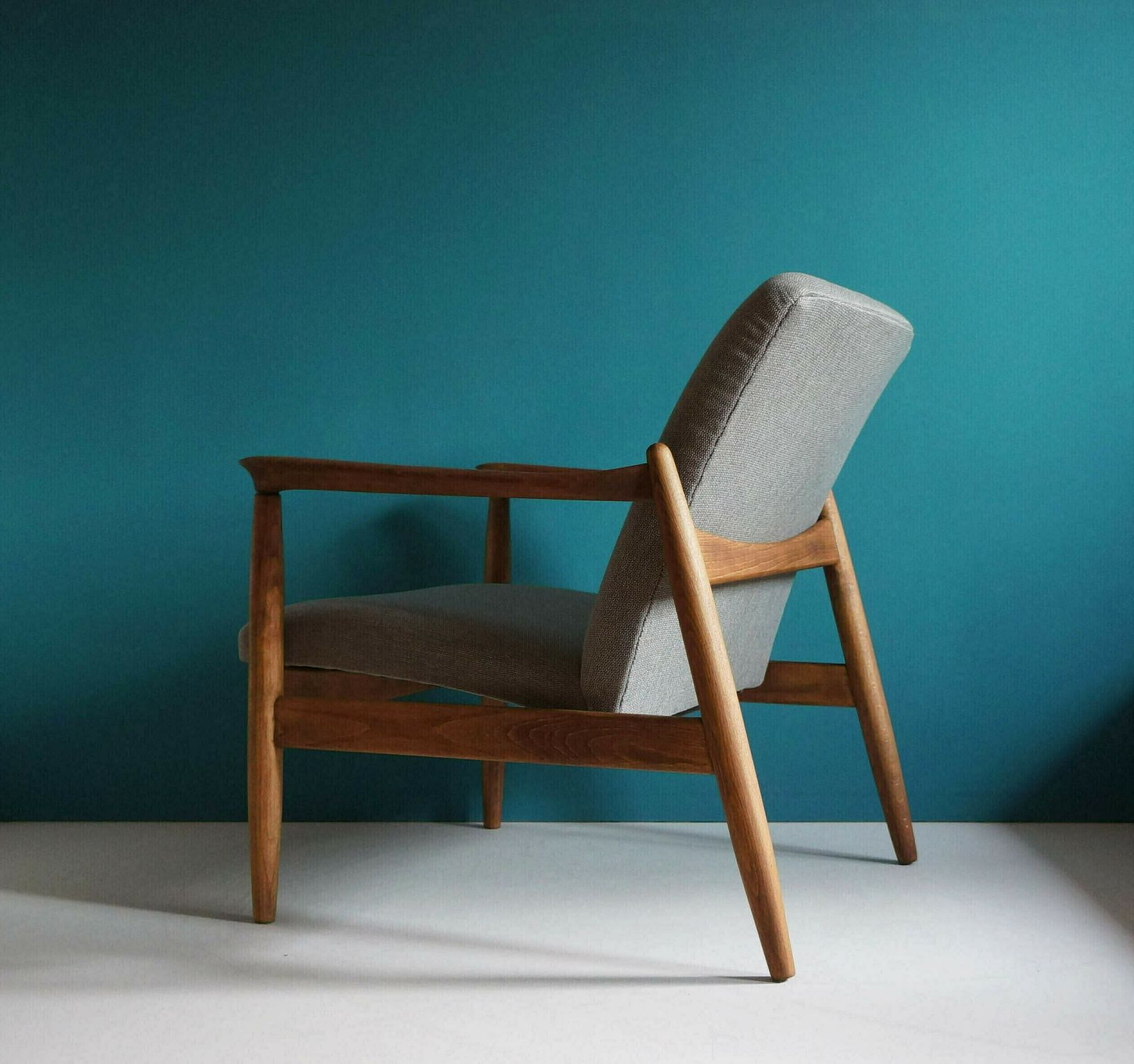 The Pari Of  Vintage Armchair Form Mid Century Designed By Edmund Homa, Gray Upholstery, Restored photo vinterior