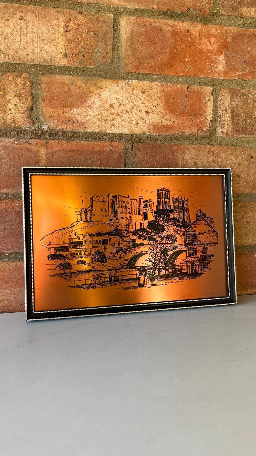 1975 Copper Printing Plate By G. J. Lockey – Durham Cityscape, Framed