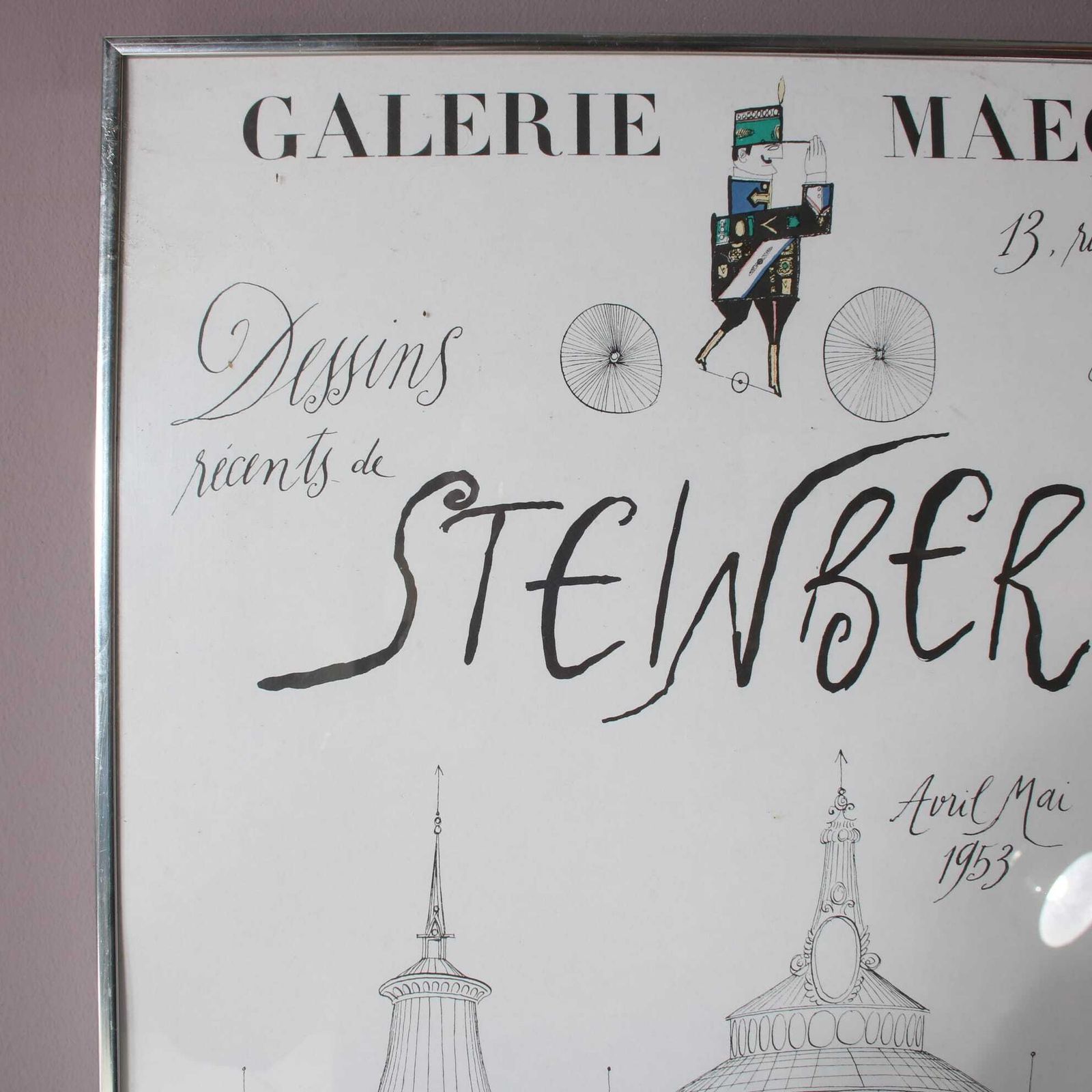 1953 Poster From Steinberg Exhibition At Galerie Maeght, France photo furniture