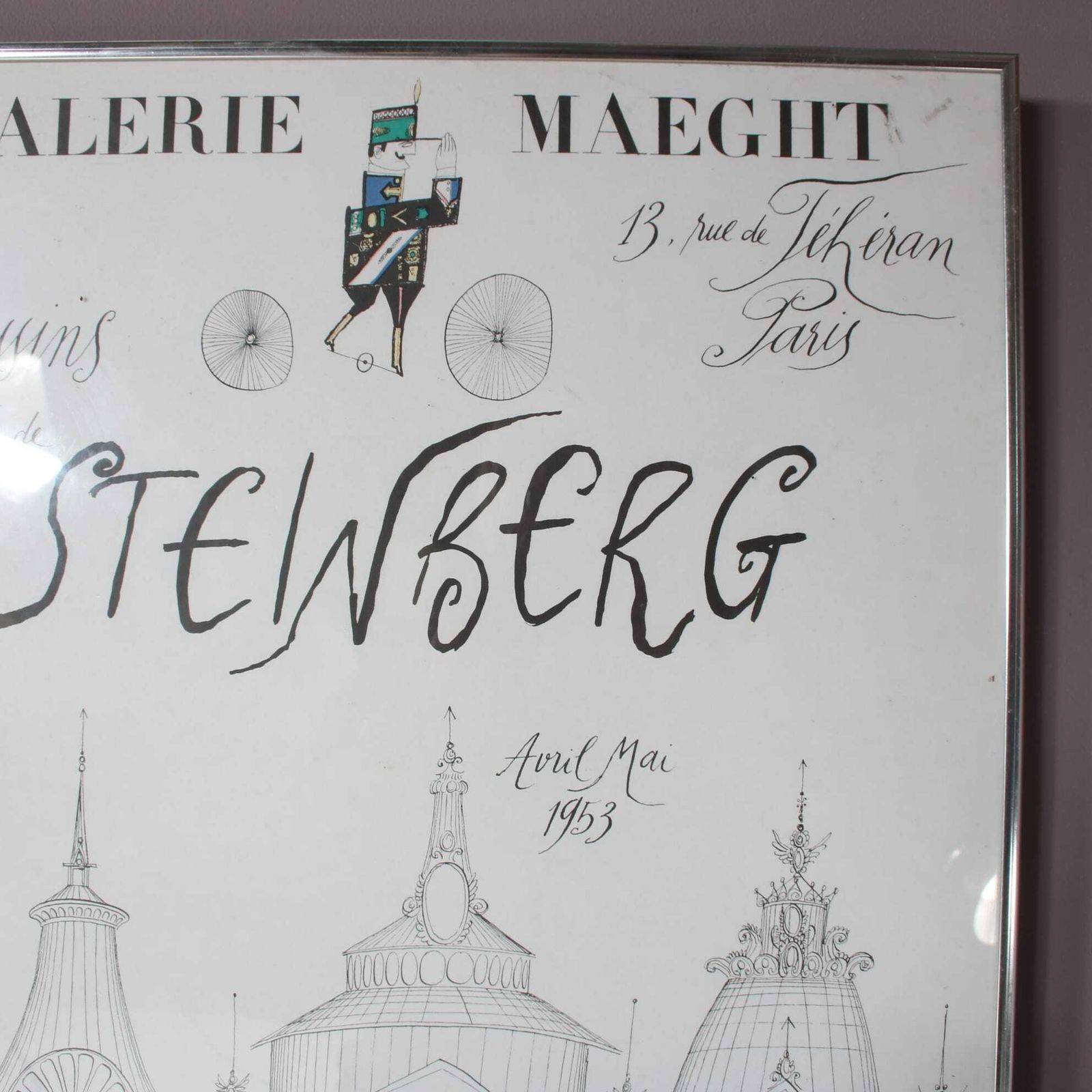 1953 Poster From Steinberg Exhibition At Galerie Maeght, France photo for sale