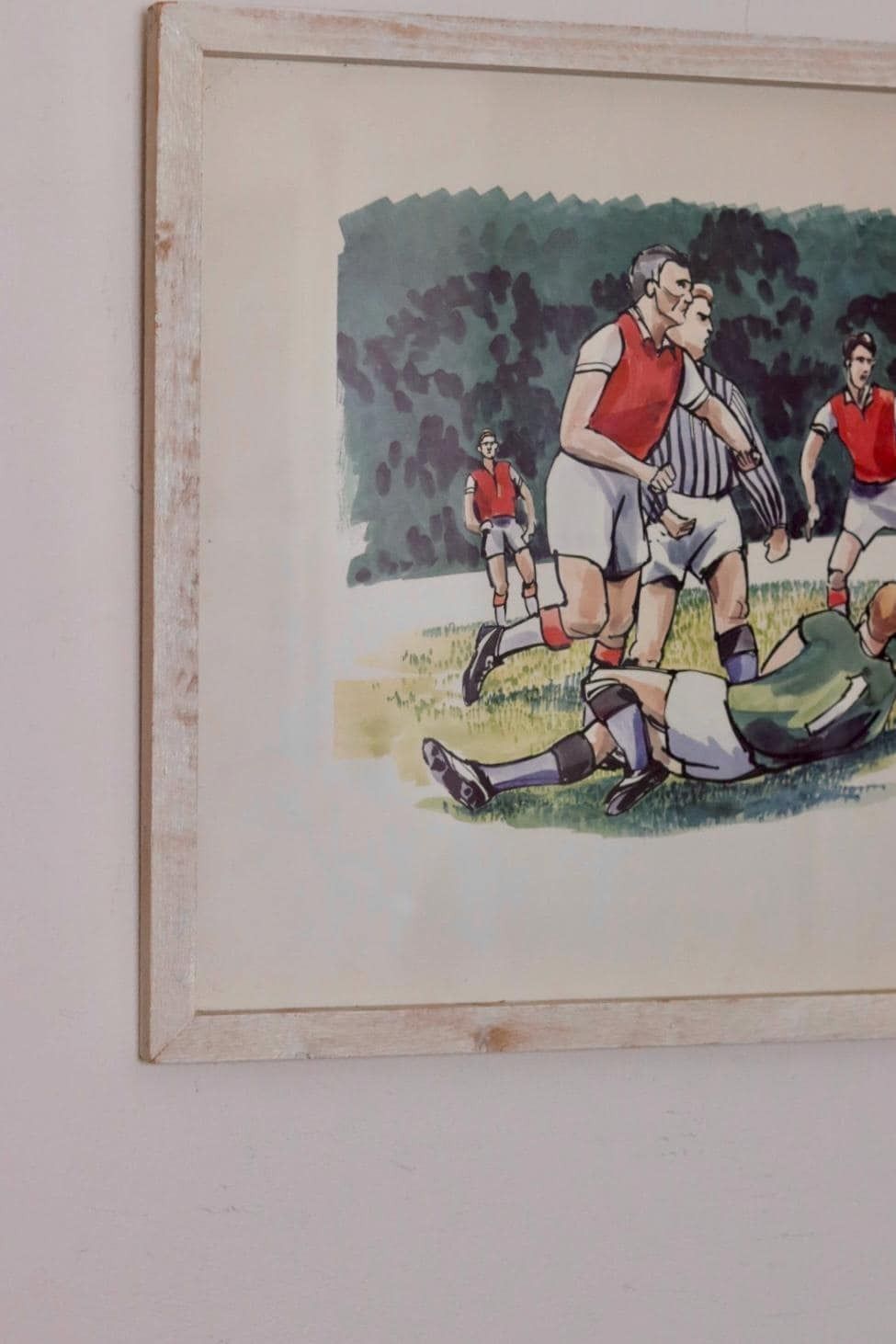 1980 Lithograph Print "Football" By Bo Westberg Gren   Vintage & Framed photo for sale