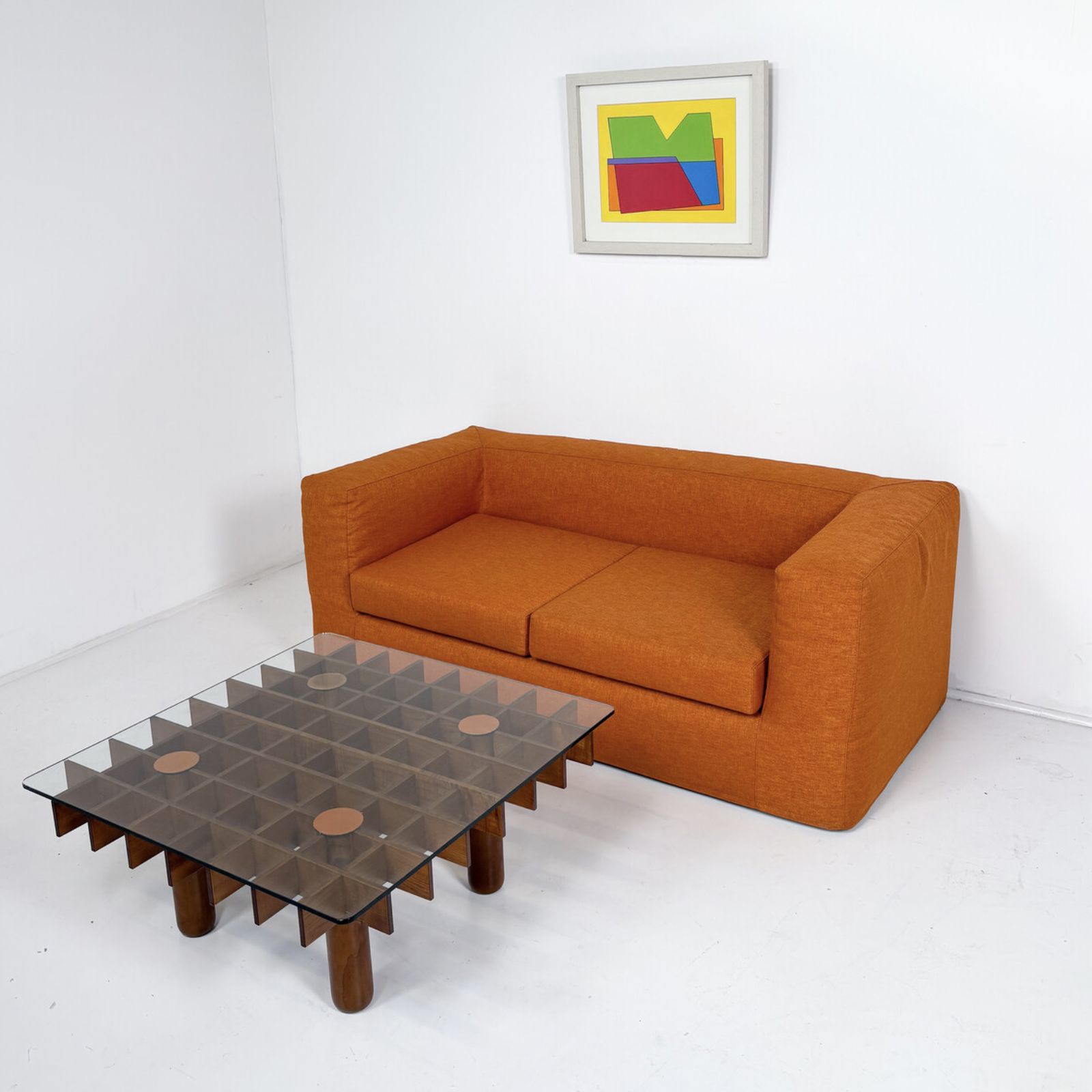 Mid Century Modern Orange Two Seater Sofa, Italy photo Furniture