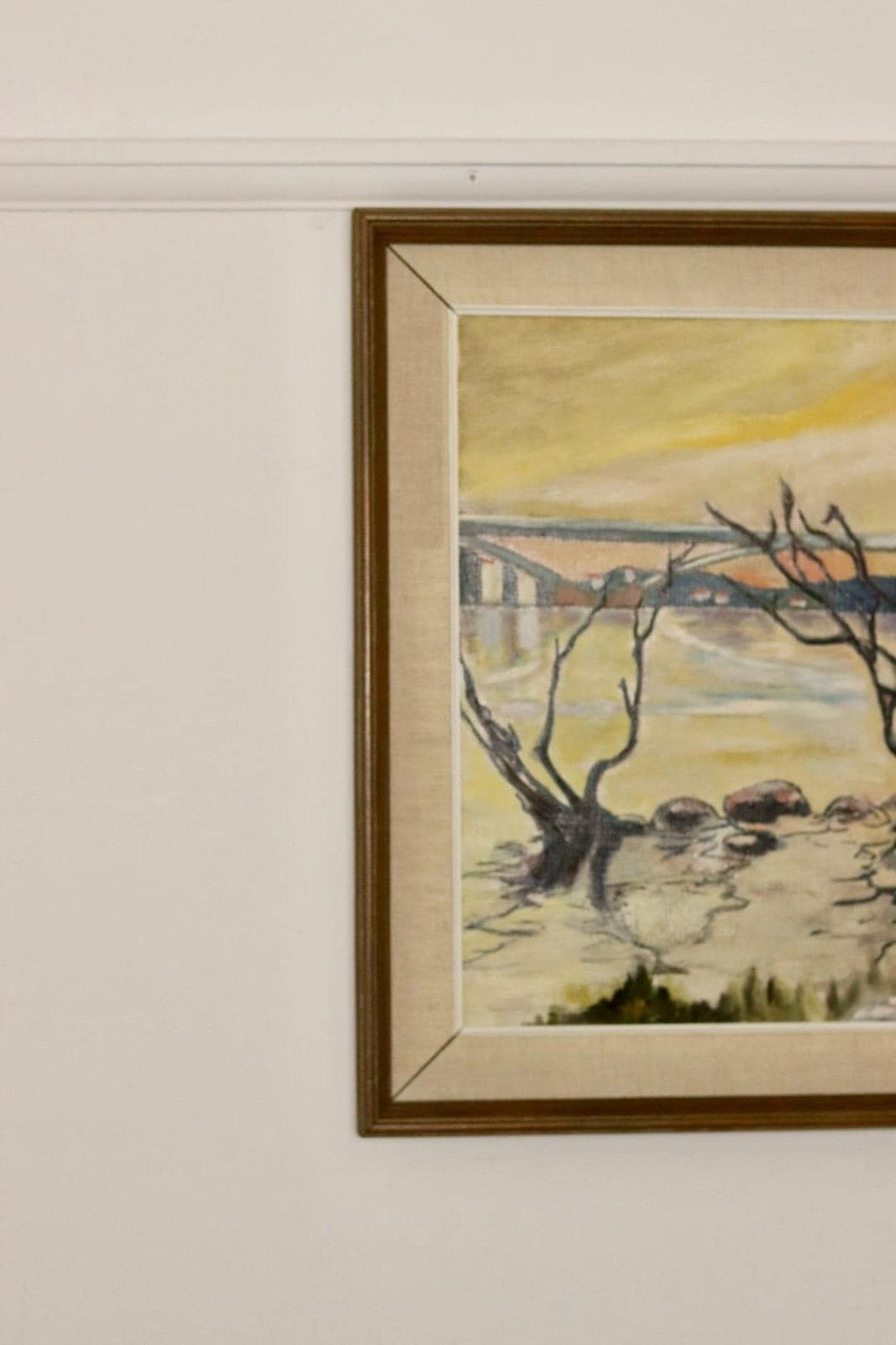 Original Swedish Oil On Canvas Painting "Water Side"   Vintage & Framed photo for sale