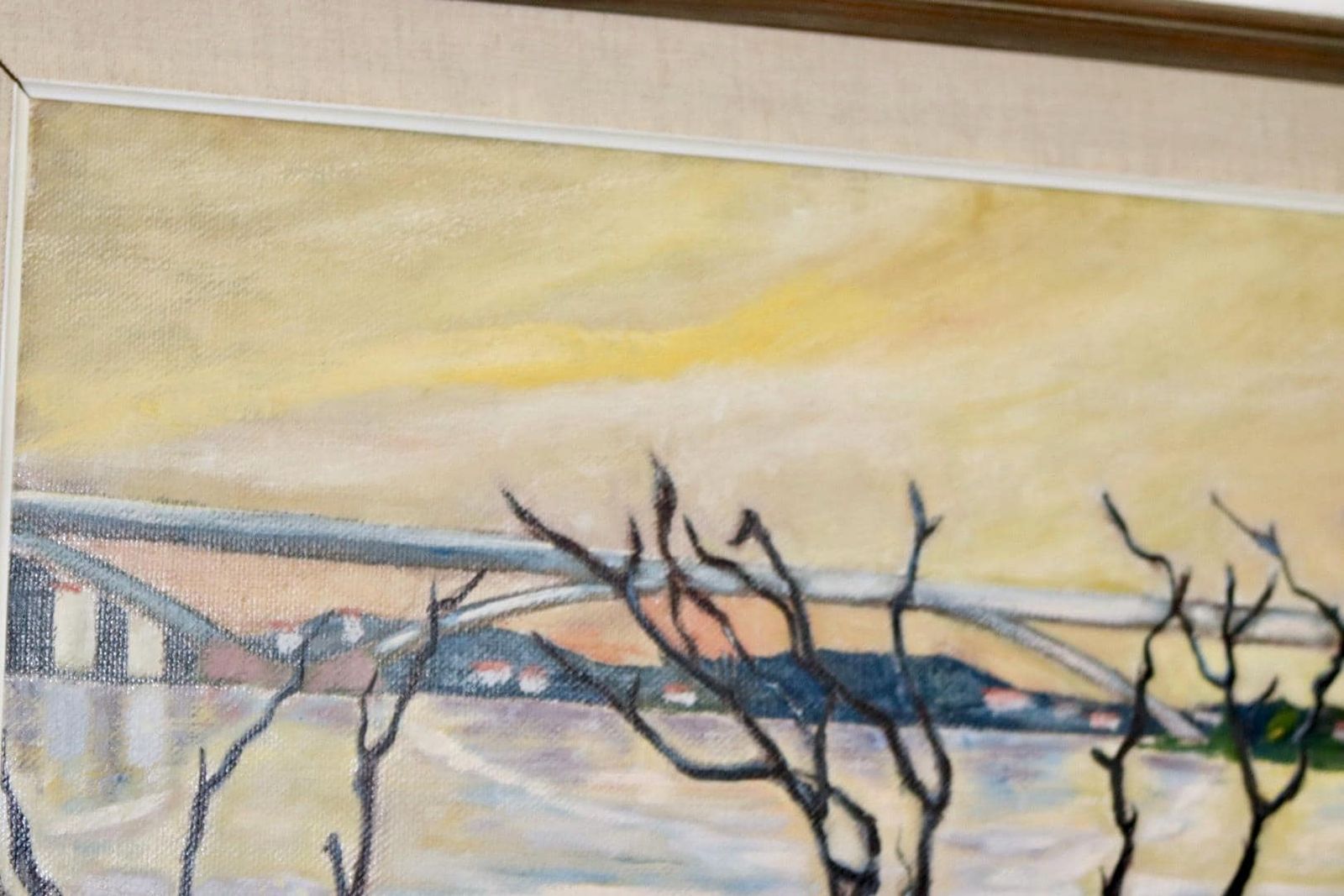 Original Swedish Oil On Canvas Painting "Water Side"   Vintage & Framed photo vinterior