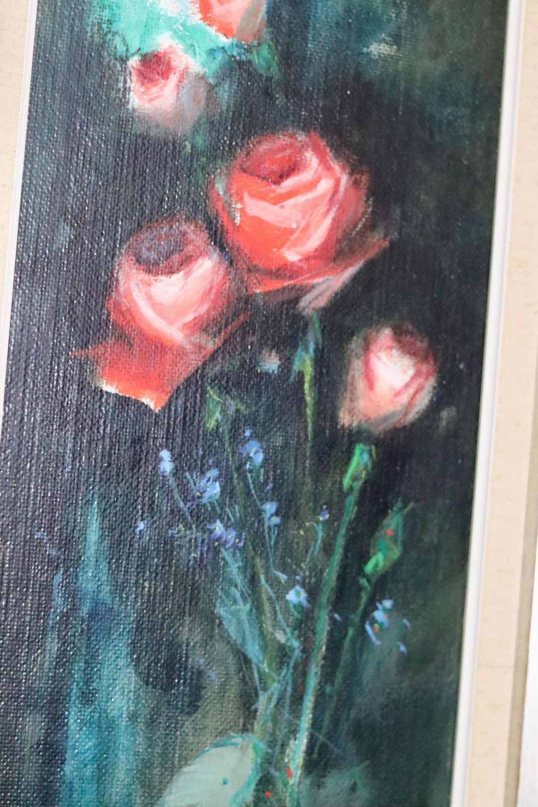 Swedish Mid Century Oil On Panel Painting" Flower Still Life, Roses" By Rune Wahlström   Vintage & Framed photo buy