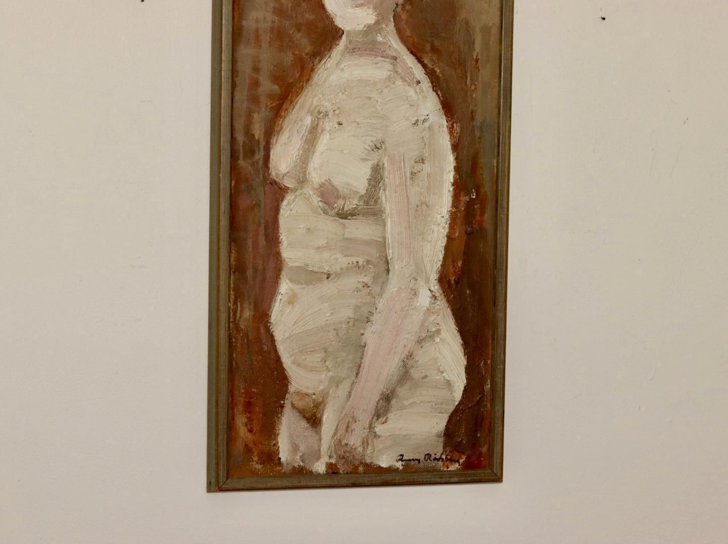 Original Swedish Mid Century Oil On Panel "Nude Woman" By Rune Rådsten  Vintage & Framed photo Art
