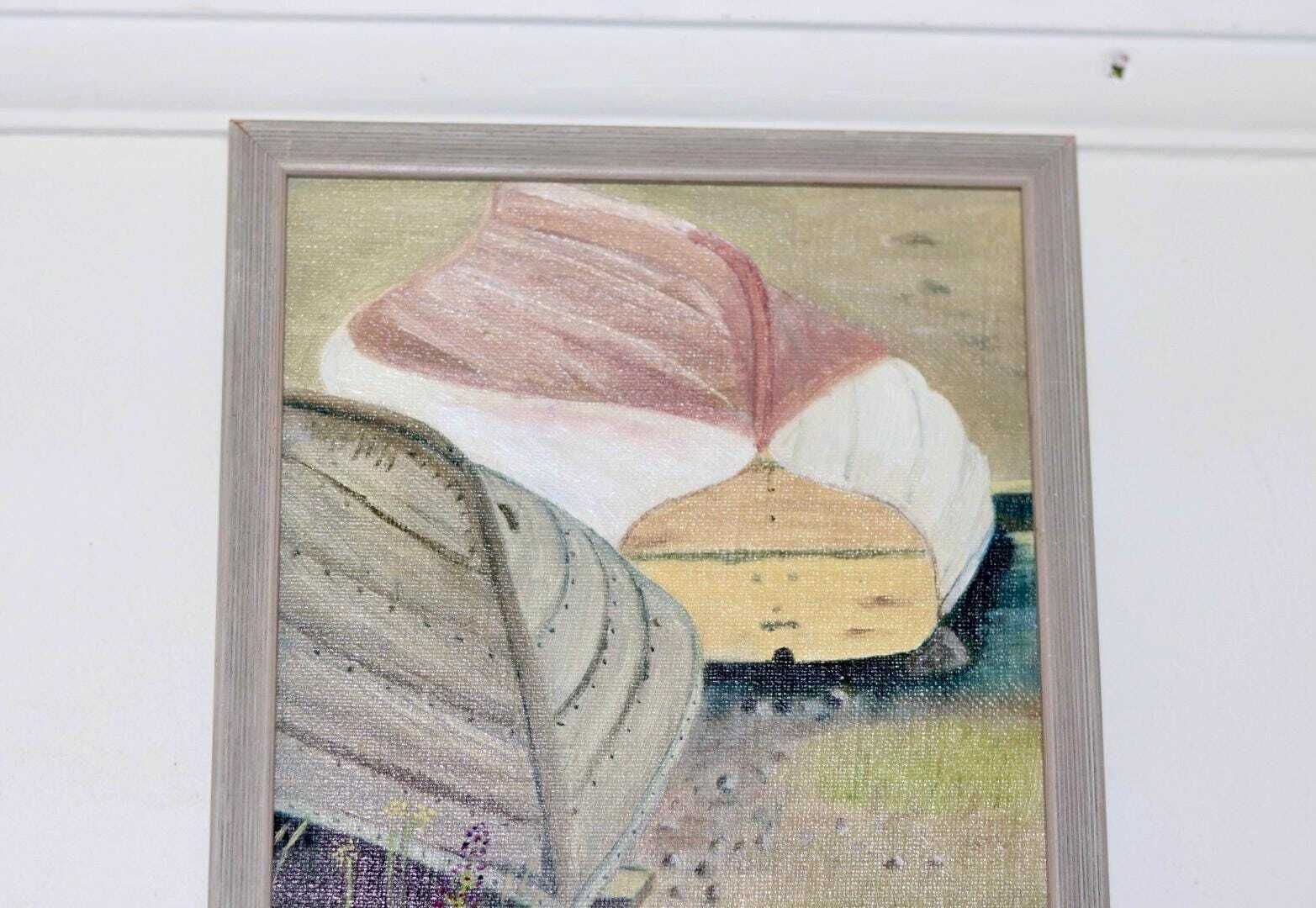 1989 Original Swedish Modernist Oil On Canvas " Boats" photo 215.0