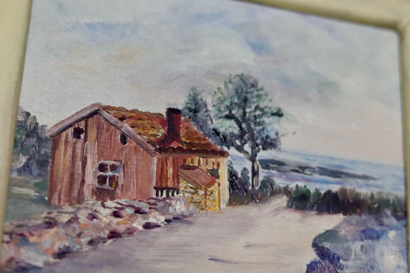 Original Swedish Mid Century Oil On Panel "Cabin" By Jon Enarhöm 1951   Vintage & Framed photo buy