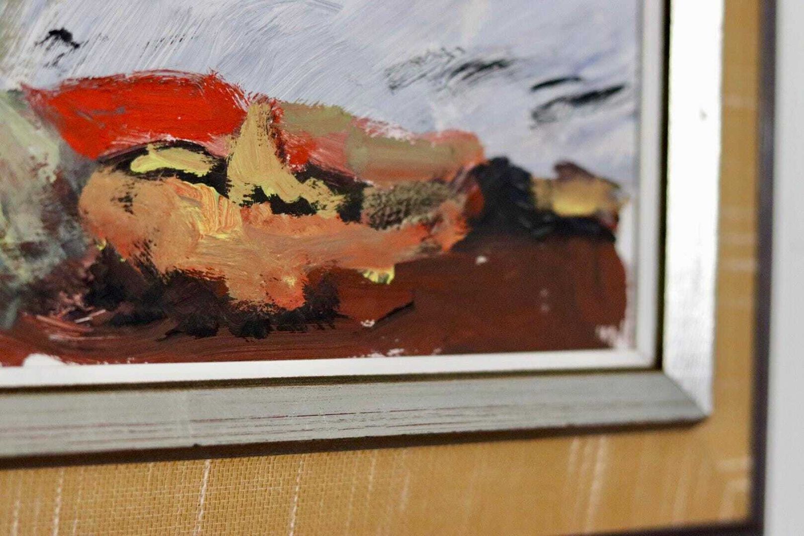 Swedish Mid Century Oil On Board Painting "Mountain Motif" By H öman  Vintage & Framed photo buy