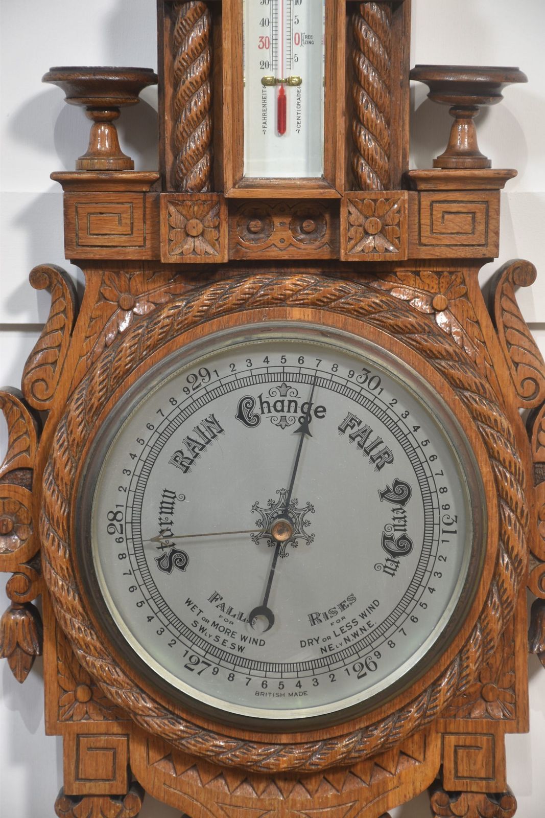 Carved Oak Wall Hanging Banjo Barometer photo Home Decor