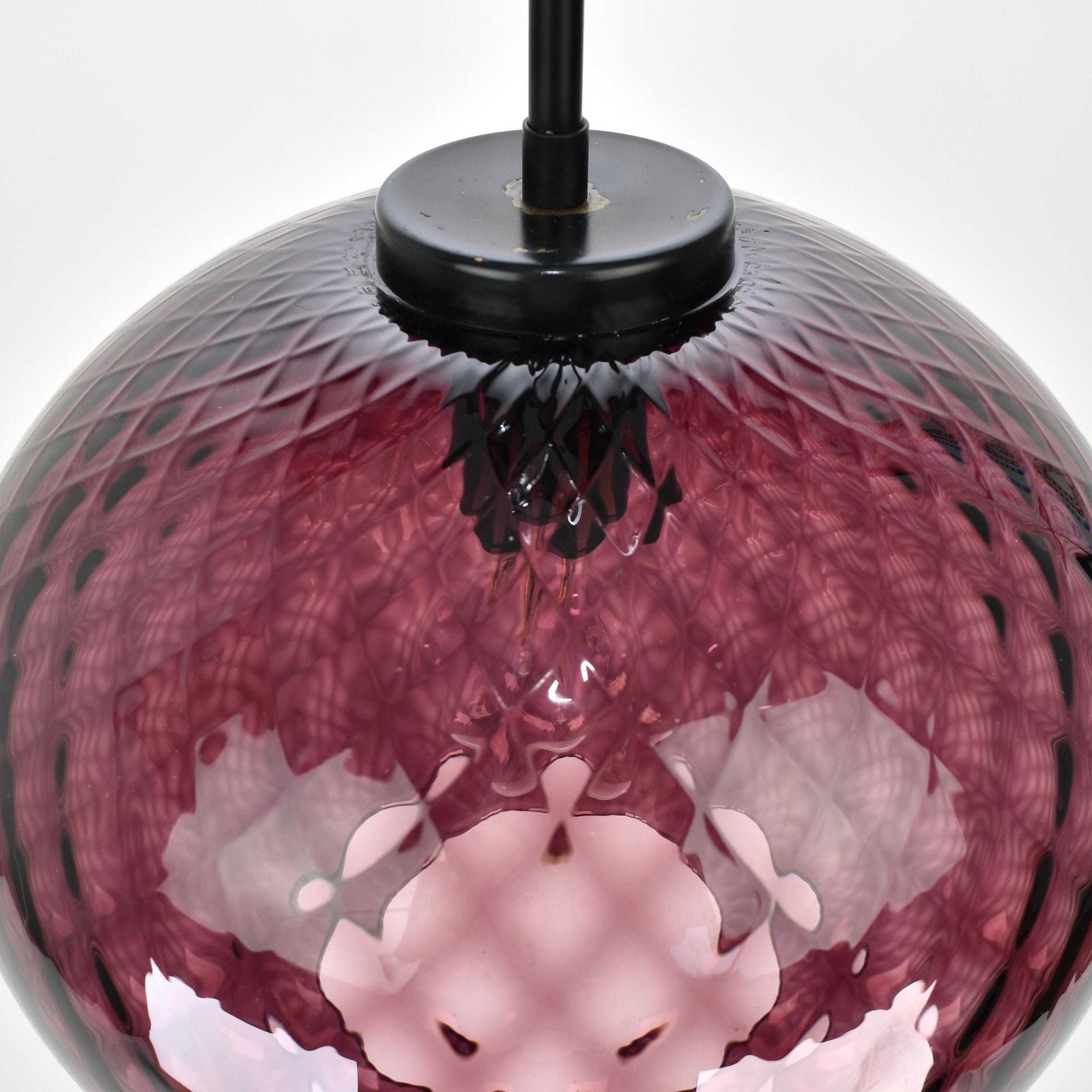 Mid Century Modern Murano Glass Pendant Light Purple Eggplant | Aubergine Ceiling Lamp Black Venini Seguso Italy European photo buy