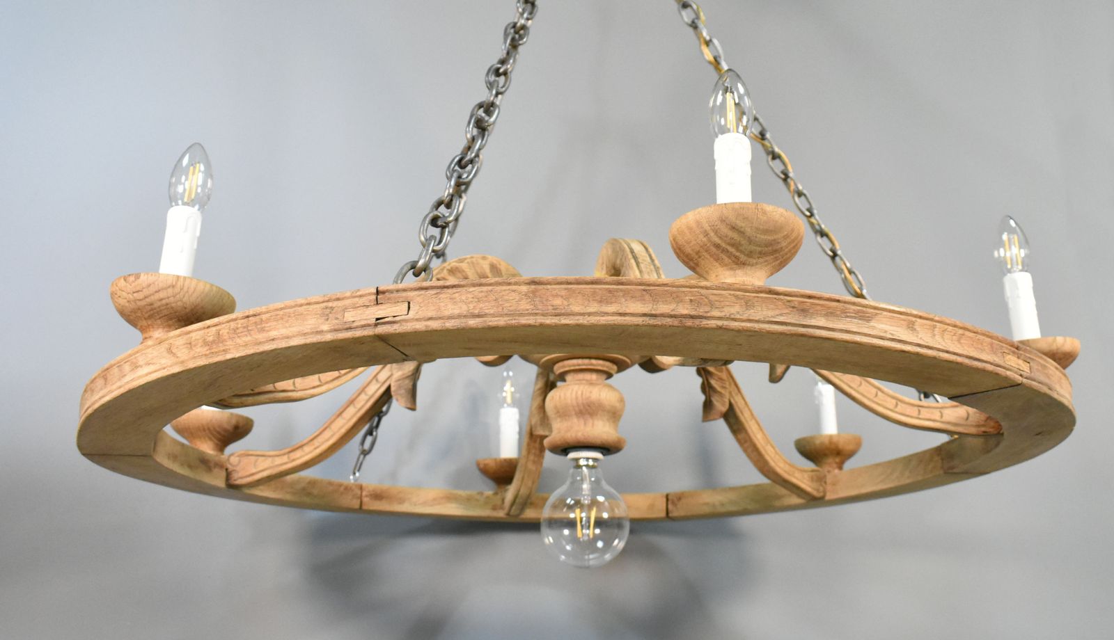 photo vinterior Large French Chandelier In Oak Louis XVI Style With Six Arms