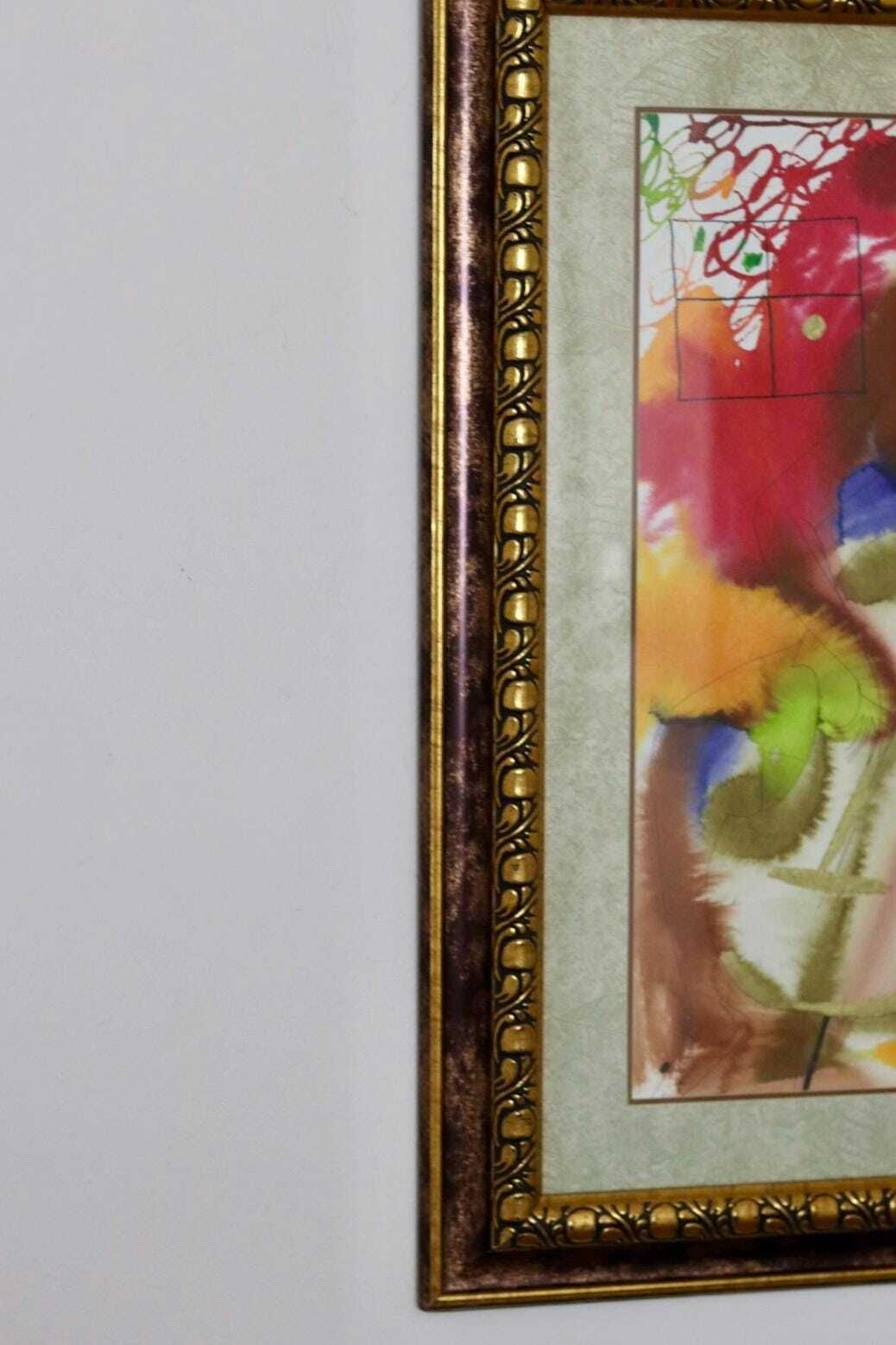 Mixed Media On Panel Painting "Musician" By Marina Lomakina    Framed photo furniture