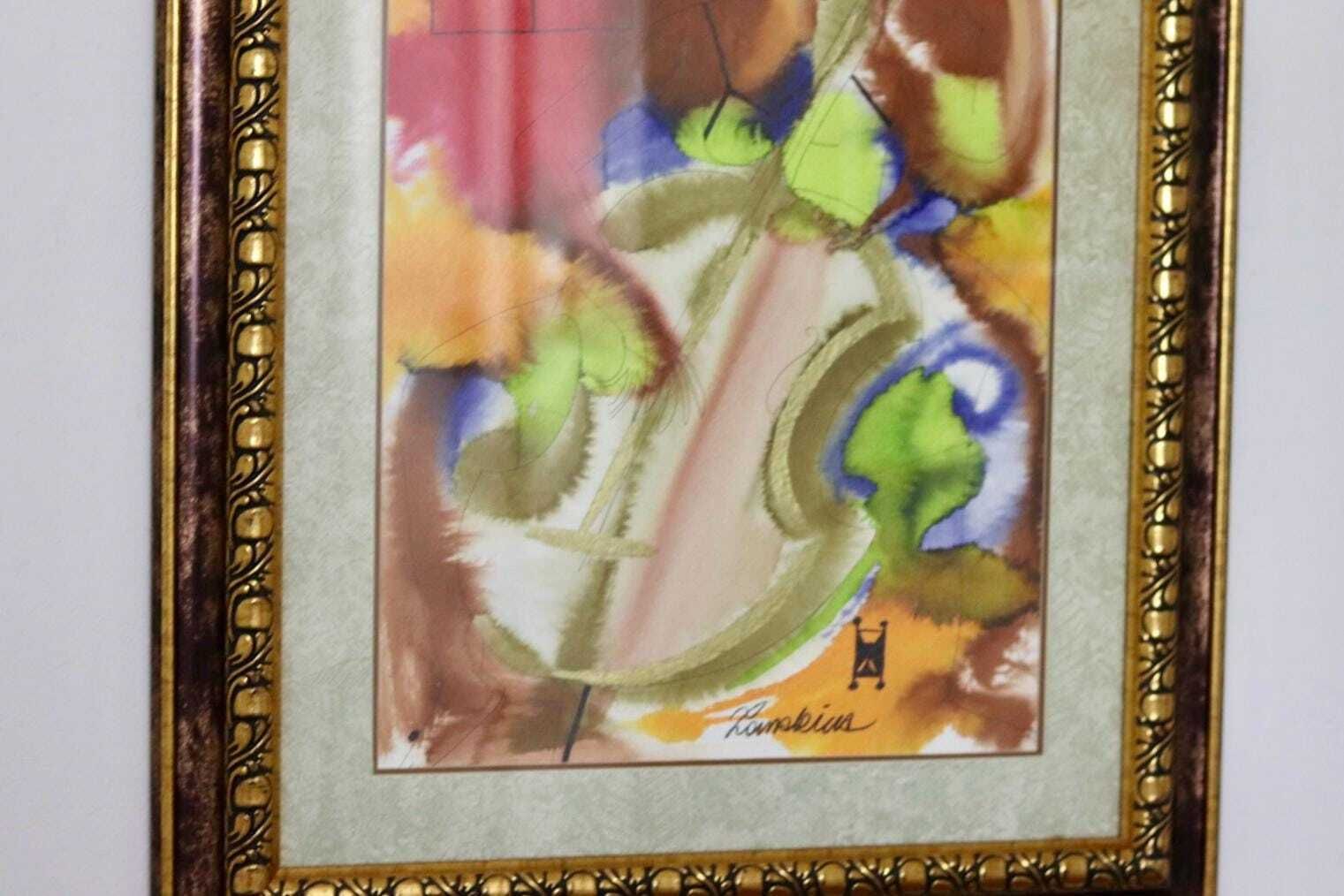 Mixed Media On Panel Painting "Musician" By Marina Lomakina    Framed photo 205.0