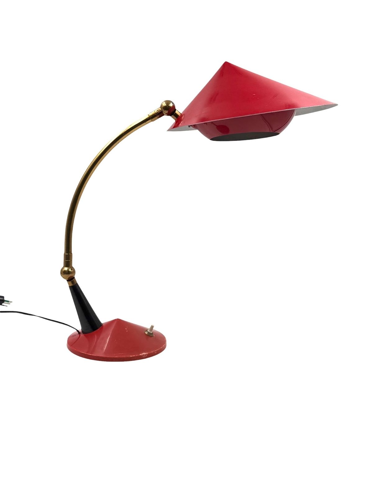 photo vintage Mid Century Red Desk Lamp, Stilux Milan Italy 1960 Ca.