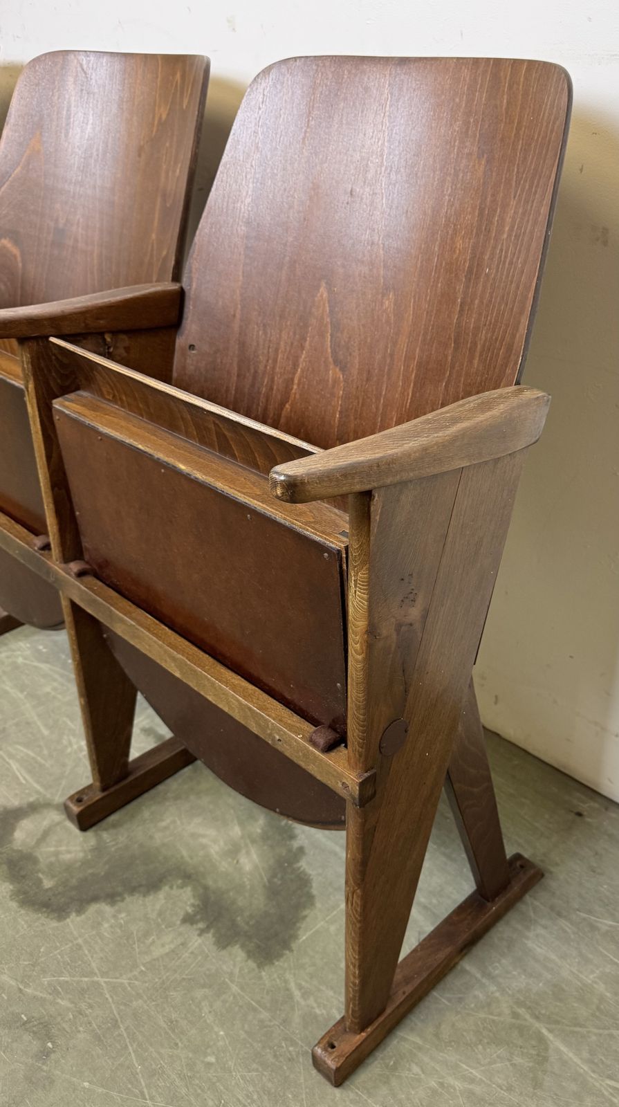Vintage 3 Seat Cinema Theatre Bench From Ton, 1960s, 4x photo 549.0