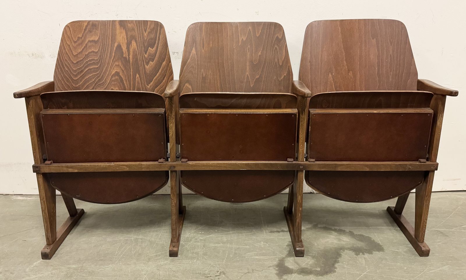 Vintage 3 Seat Cinema Theatre Bench From Ton, 1960s, 4x photo vintage
