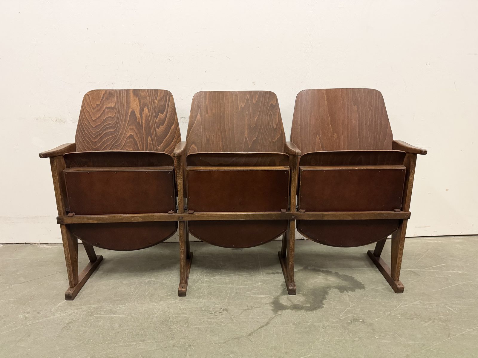 Furniture Vintage 3 Seat Cinema Theatre Bench From Ton, 1960s, 4x photo