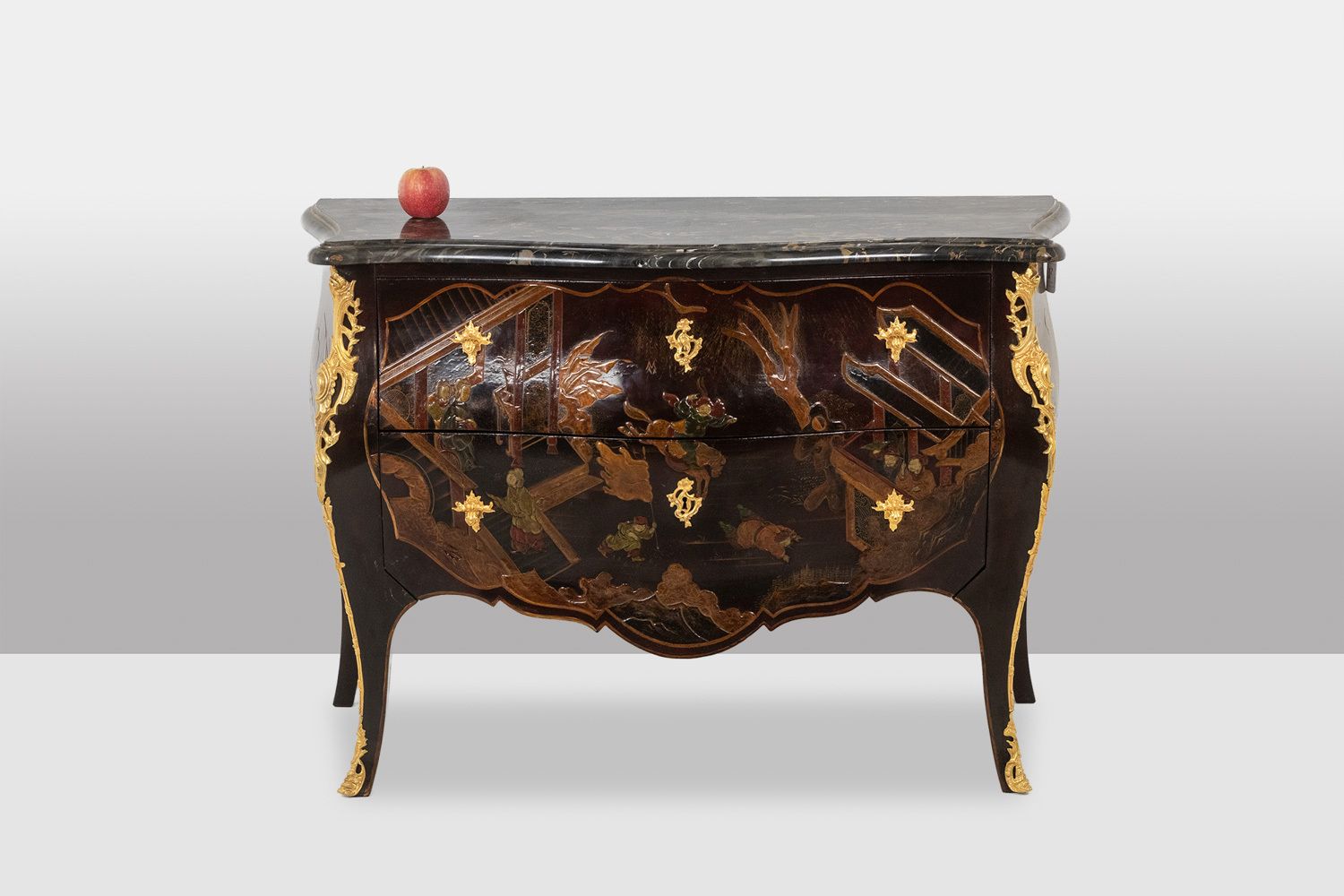 Lacquer Saute Chest Of Drawers With Marble. 1950s. photo for sale