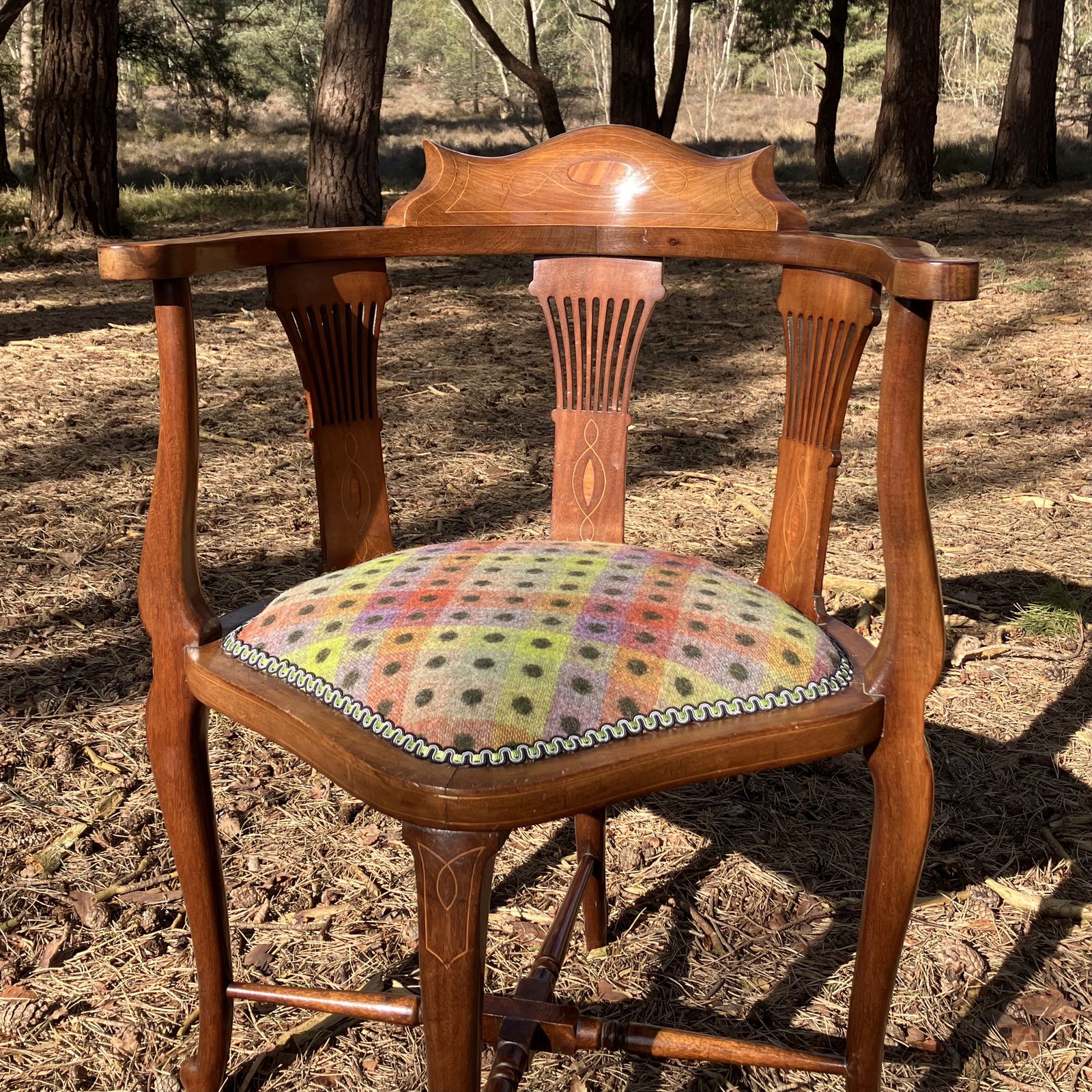 Super Quality Pair Of Edwardian Mahogany Corner Chairs, Circa 1900 photo vintage