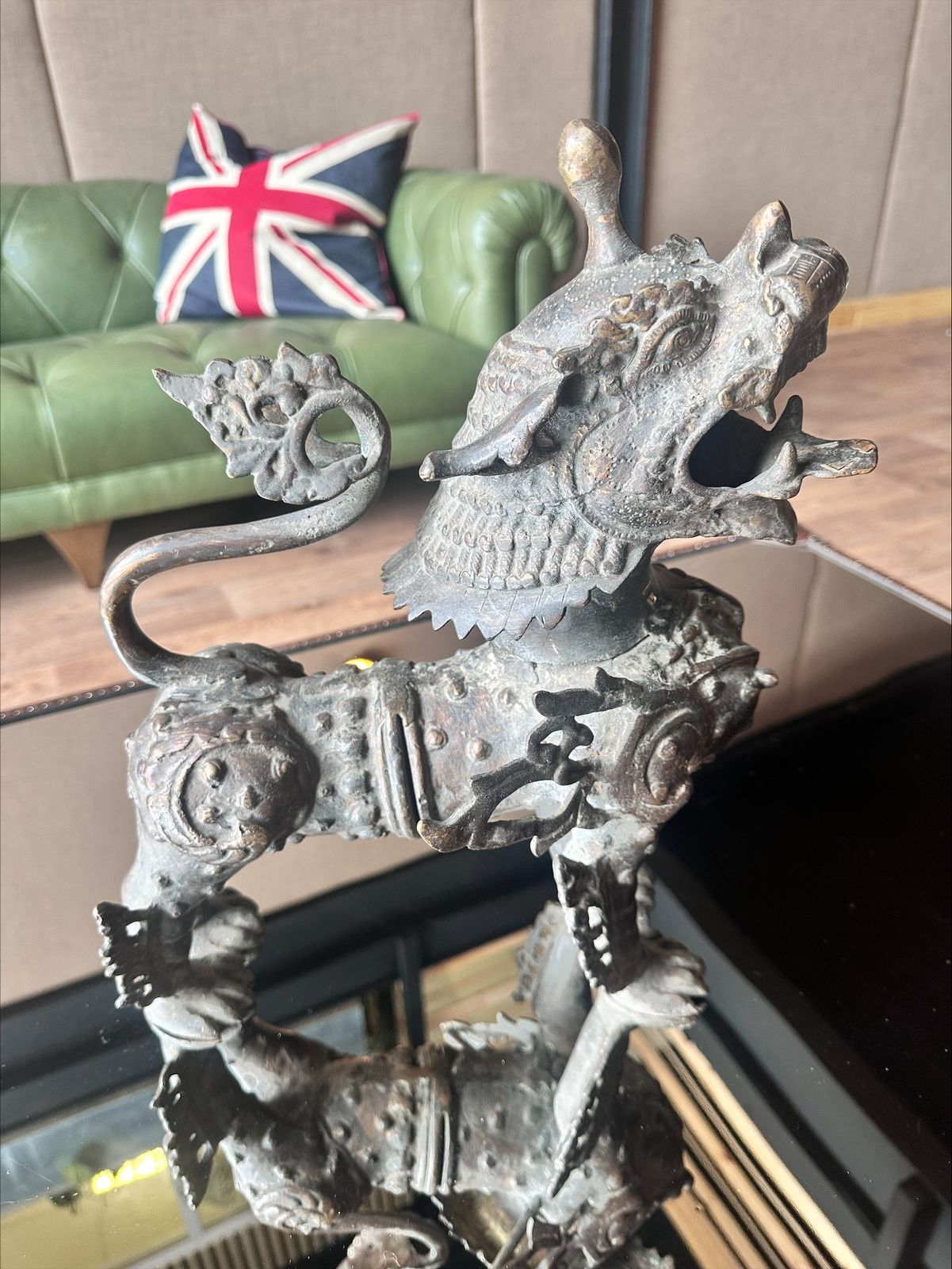 Very Large Bronze Tibetan Temple Dog C1880 photo for sale